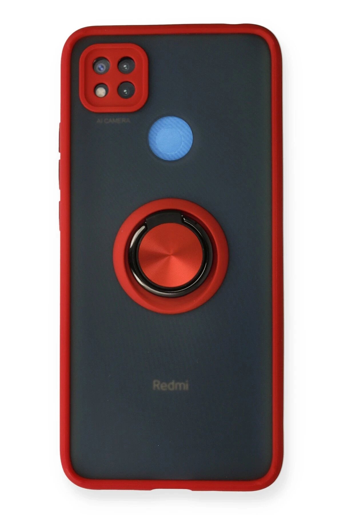 Xiaomi Redmi 9C Kılıf Montreal Yüzüklü Silikon Kapak - Kırmızı-(5796)