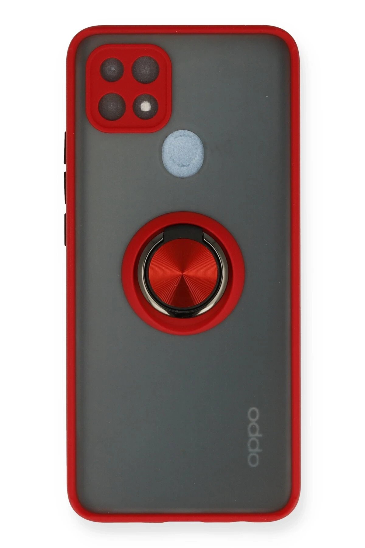 Oppo A15 Kılıf Montreal Yüzüklü Silikon Kapak - Kırmızı-(5796)