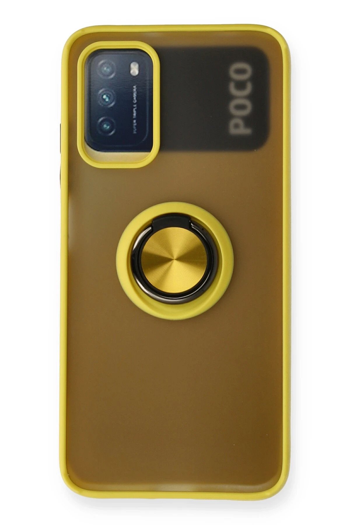 Xiaomi Redmi 9T Kılıf Montreal Yüzüklü Silikon Kapak - Sarı-(5796)