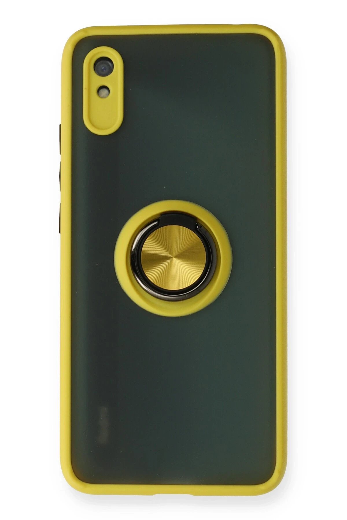 Xiaomi Redmi 9A Kılıf Montreal Yüzüklü Silikon Kapak - Sarı-(5796)