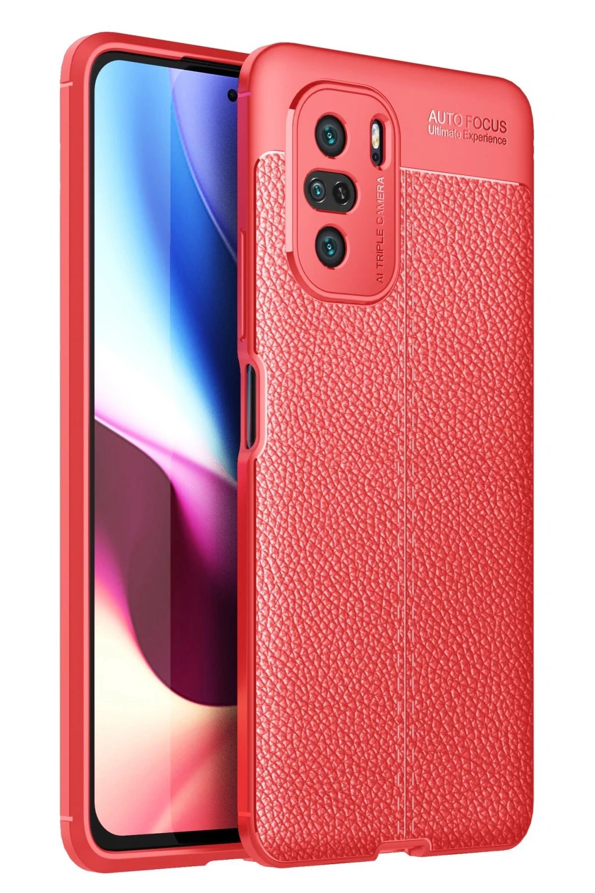 Xiaomi Poco F3 Kılıf Auto Focus Kapak - Kırmızı-(5796)