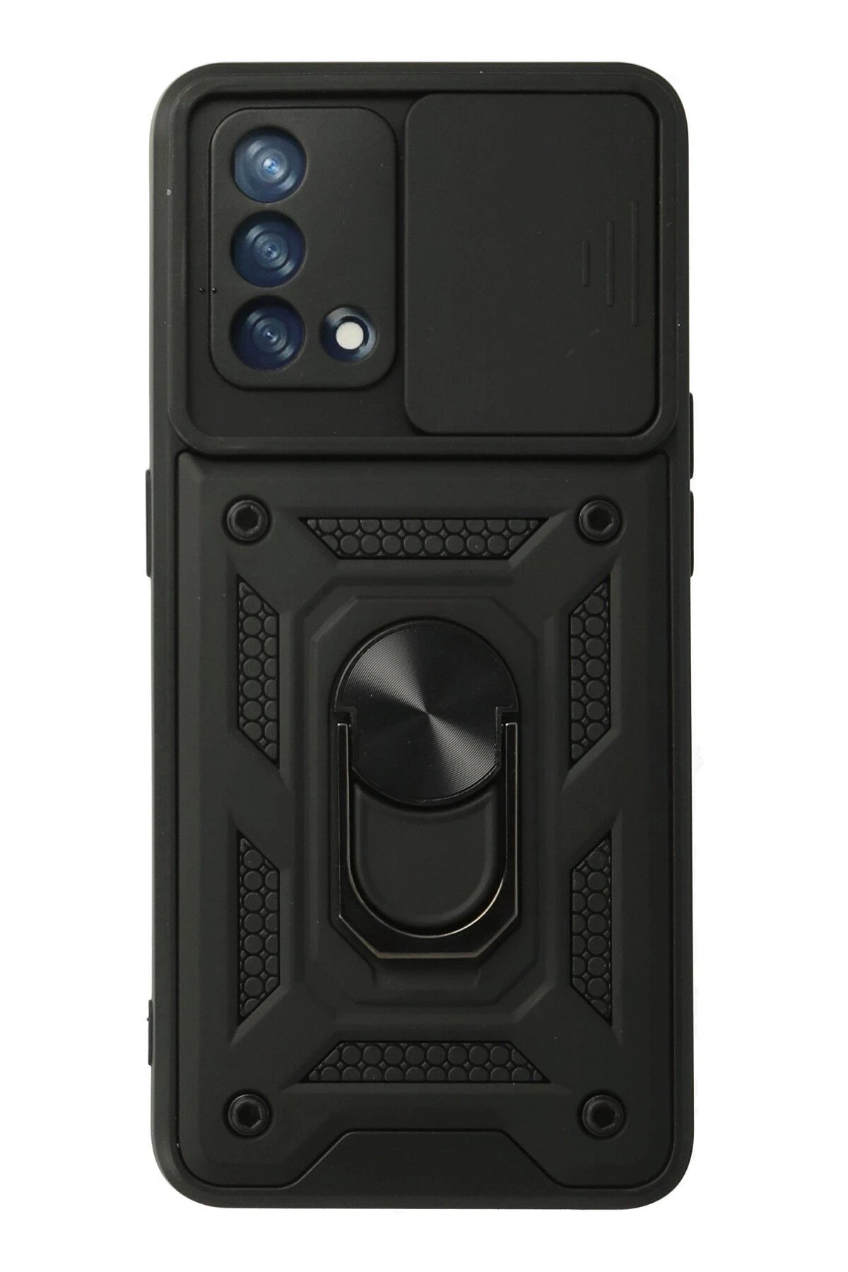 Oppo A74 4G Kılıf Pars Lens Yüzüklü Silikon - Siyah-(5796)