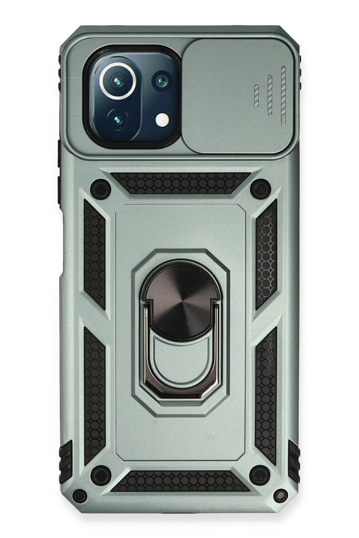 Xiaomi Mİ 11 Lite Kılıf Pars Lens Yüzüklü Silikon - Yeşil-(5796)