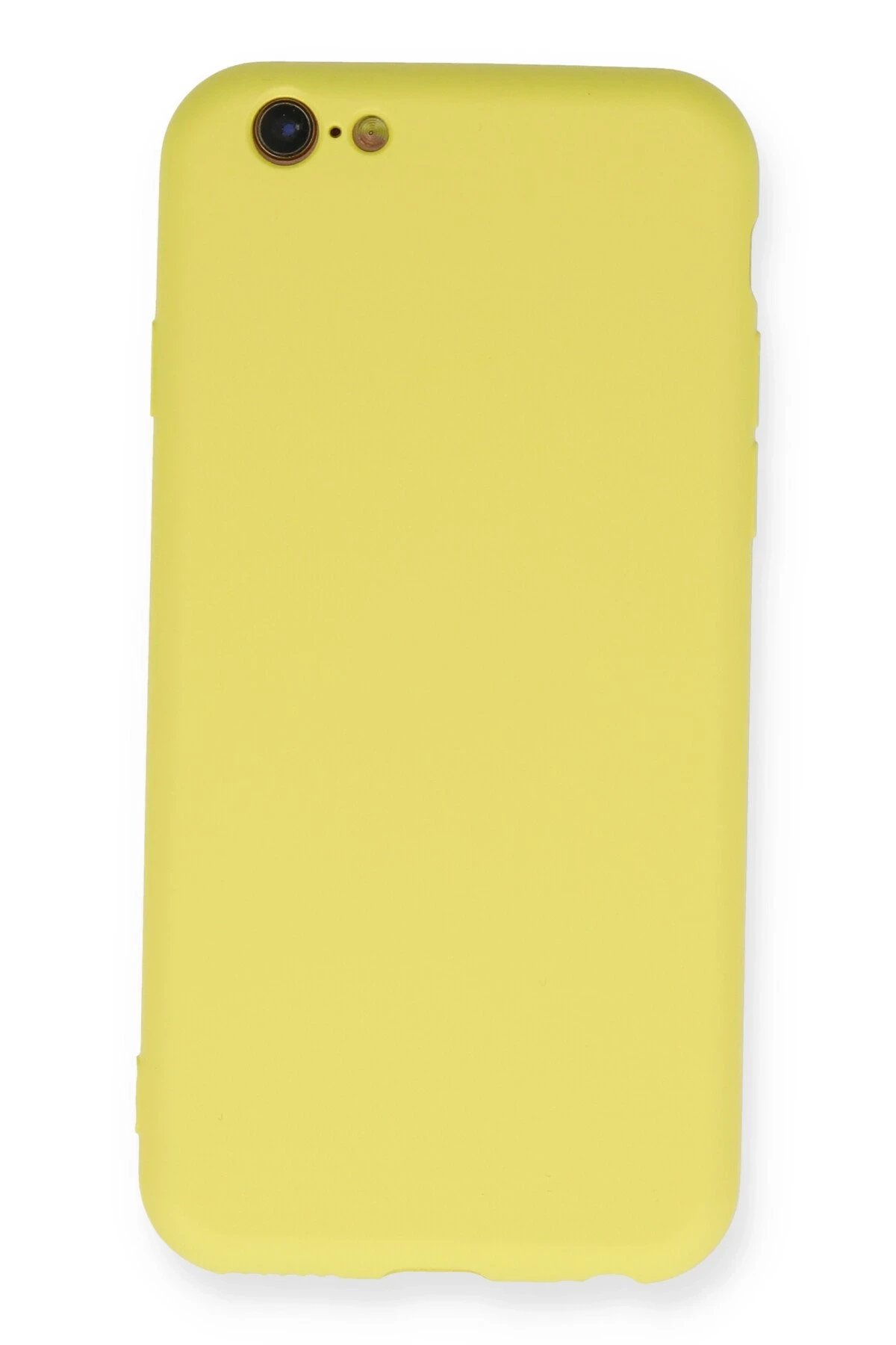 iPhone 6 Kılıf Nano içi Kadife Silikon - Sarı-(5796)