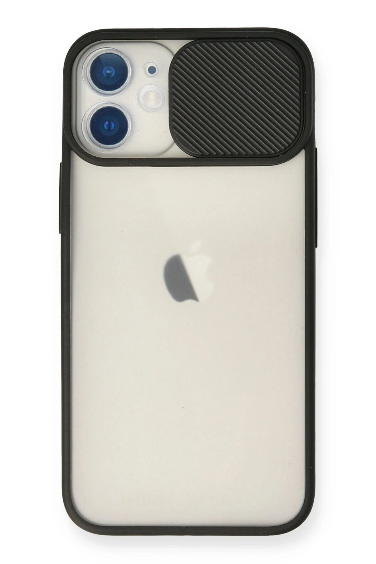 iPhone 11 Kılıf Palm Buzlu Kamera Sürgülü Silikon - Siyah-(5796)