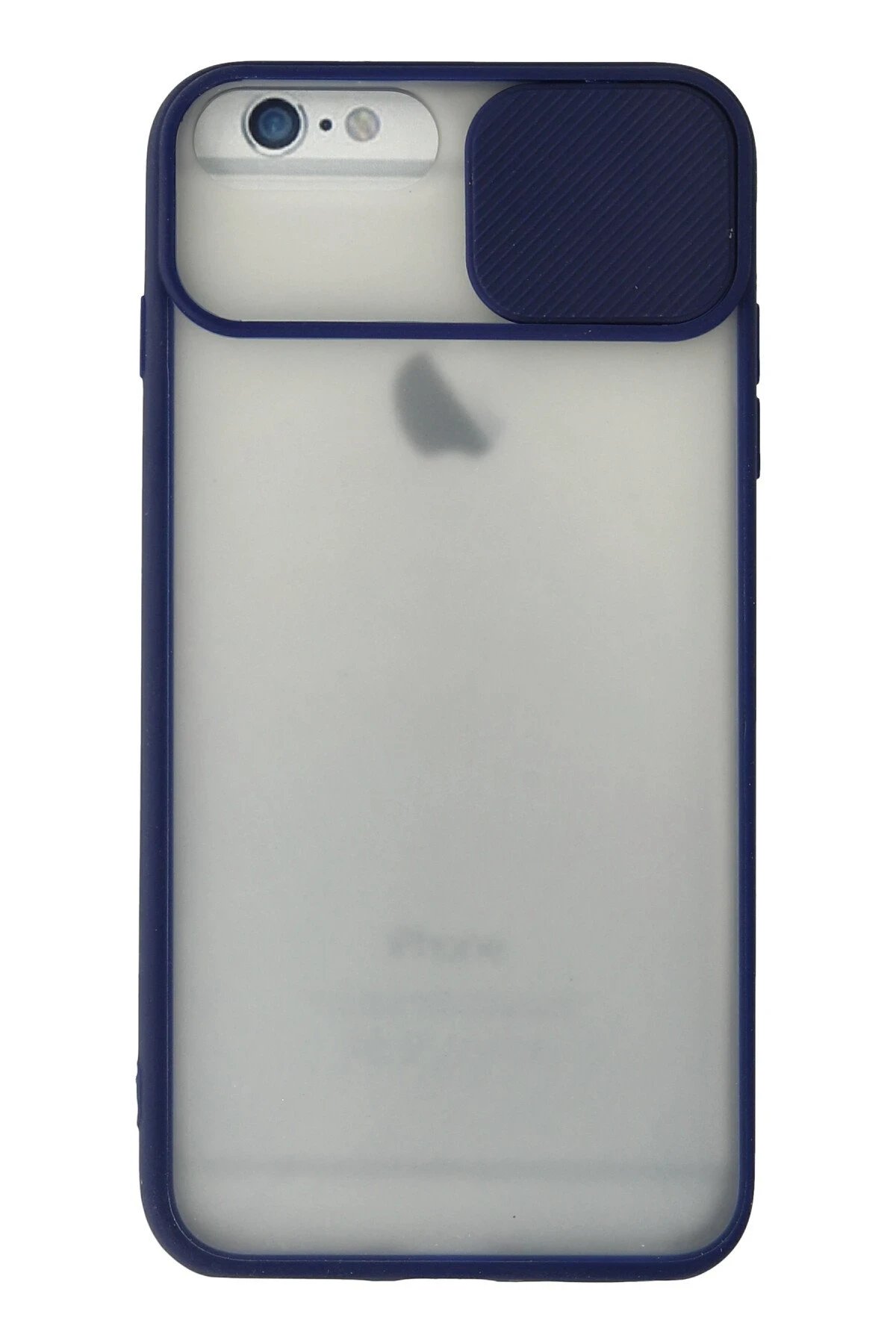 iPhone 6 Kılıf Palm Buzlu Kamera Sürgülü Silikon - Lacivert-(5796)