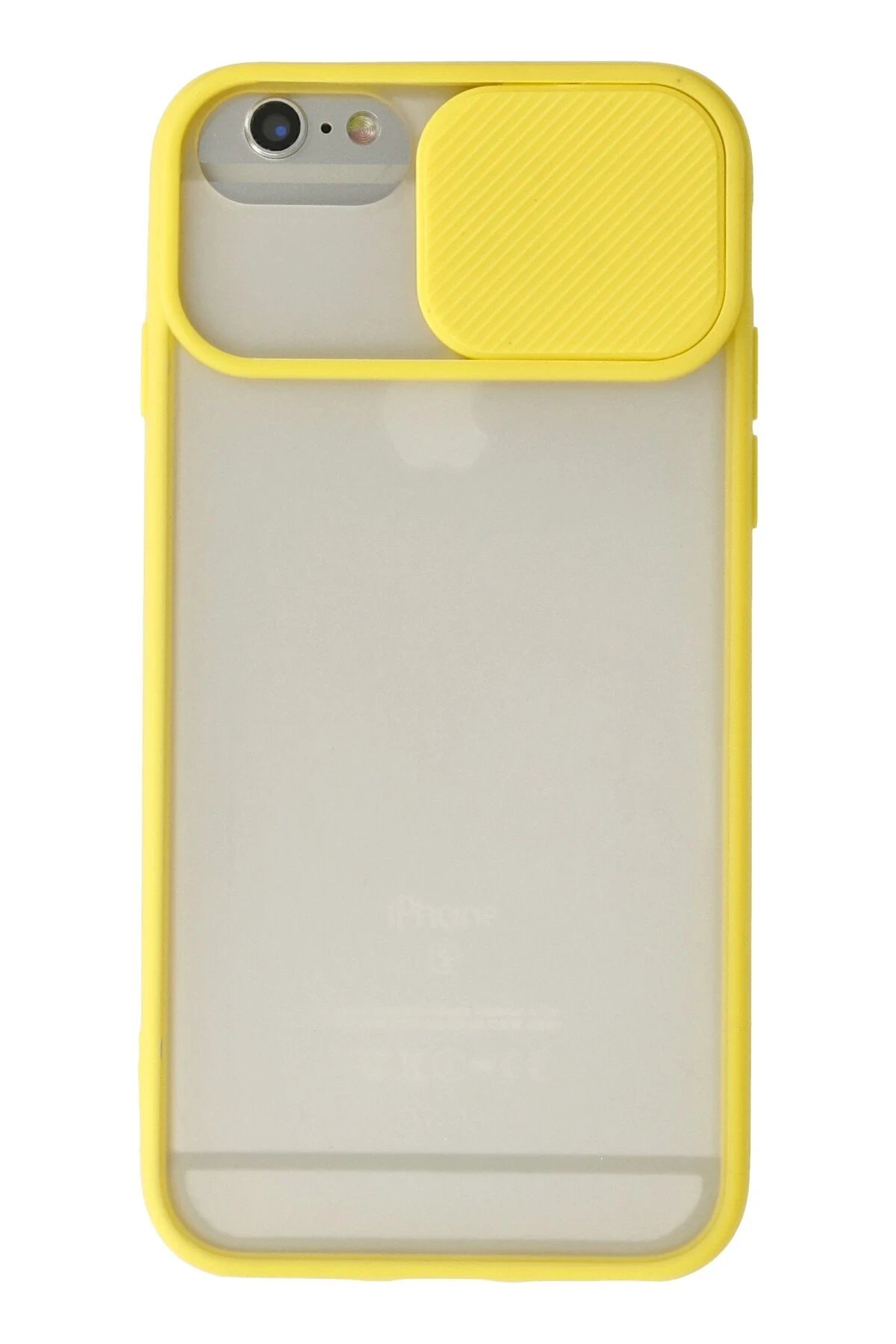 iPhone 6 Plus Kılıf Palm Buzlu Kamera Sürgülü Silikon - Sarı-(5796)