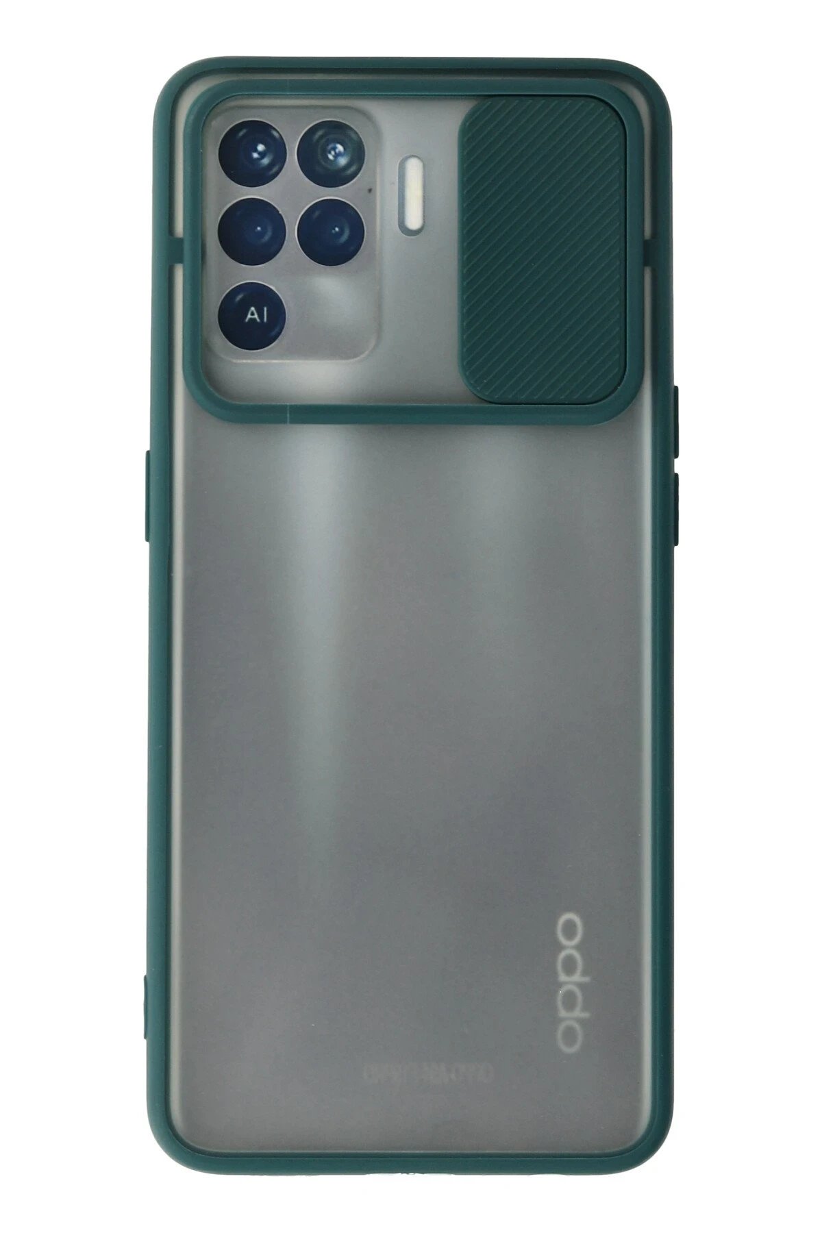 Oppo Reno 5 Lite Kılıf Palm Buzlu Kamera Sürgülü Silikon - Yeşil-(5796)