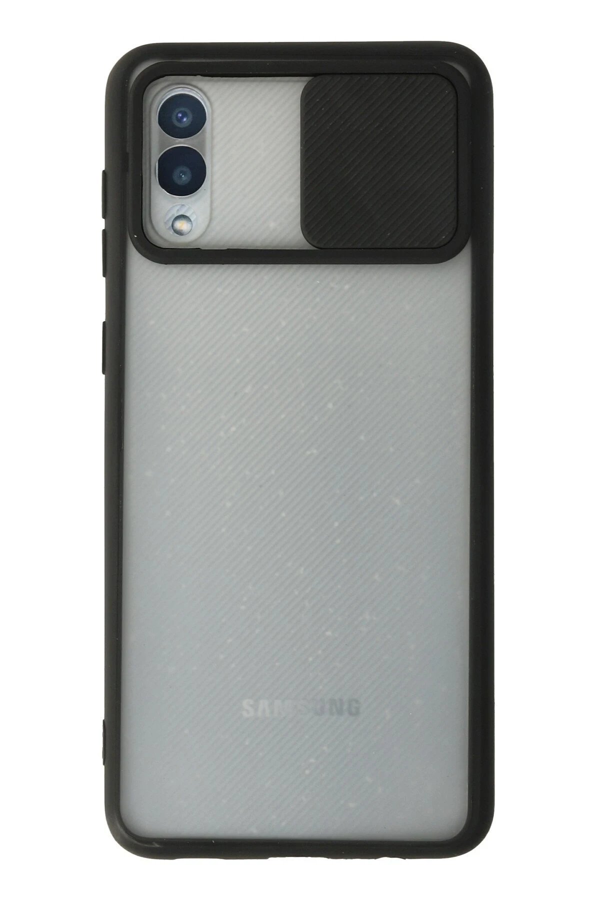 Samsung Galaxy A02 Kılıf Palm Buzlu Kamera Sürgülü Silikon - Siyah-(5796)