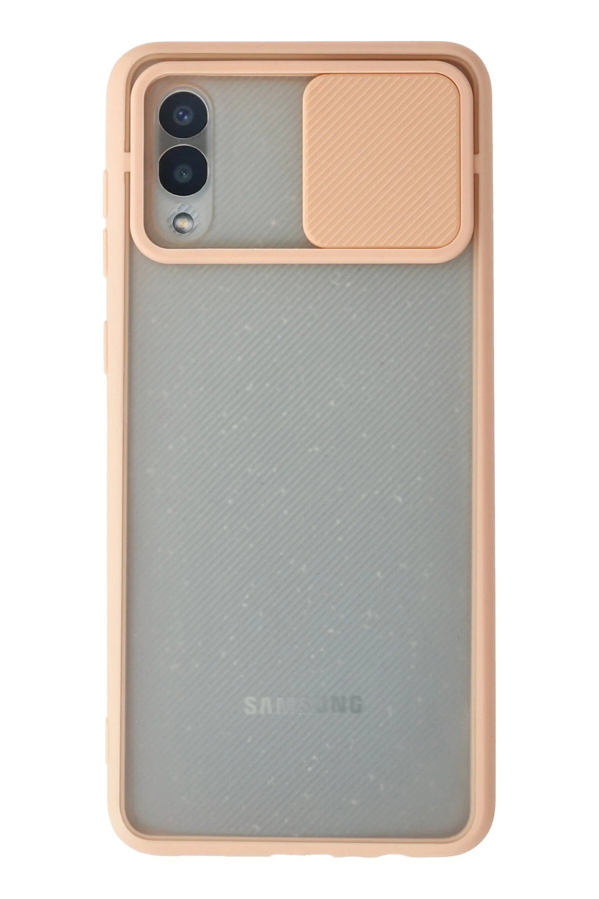 Samsung Galaxy A02 Kılıf Palm Buzlu Kamera Sürgülü Silikon - Pembe-(5796)