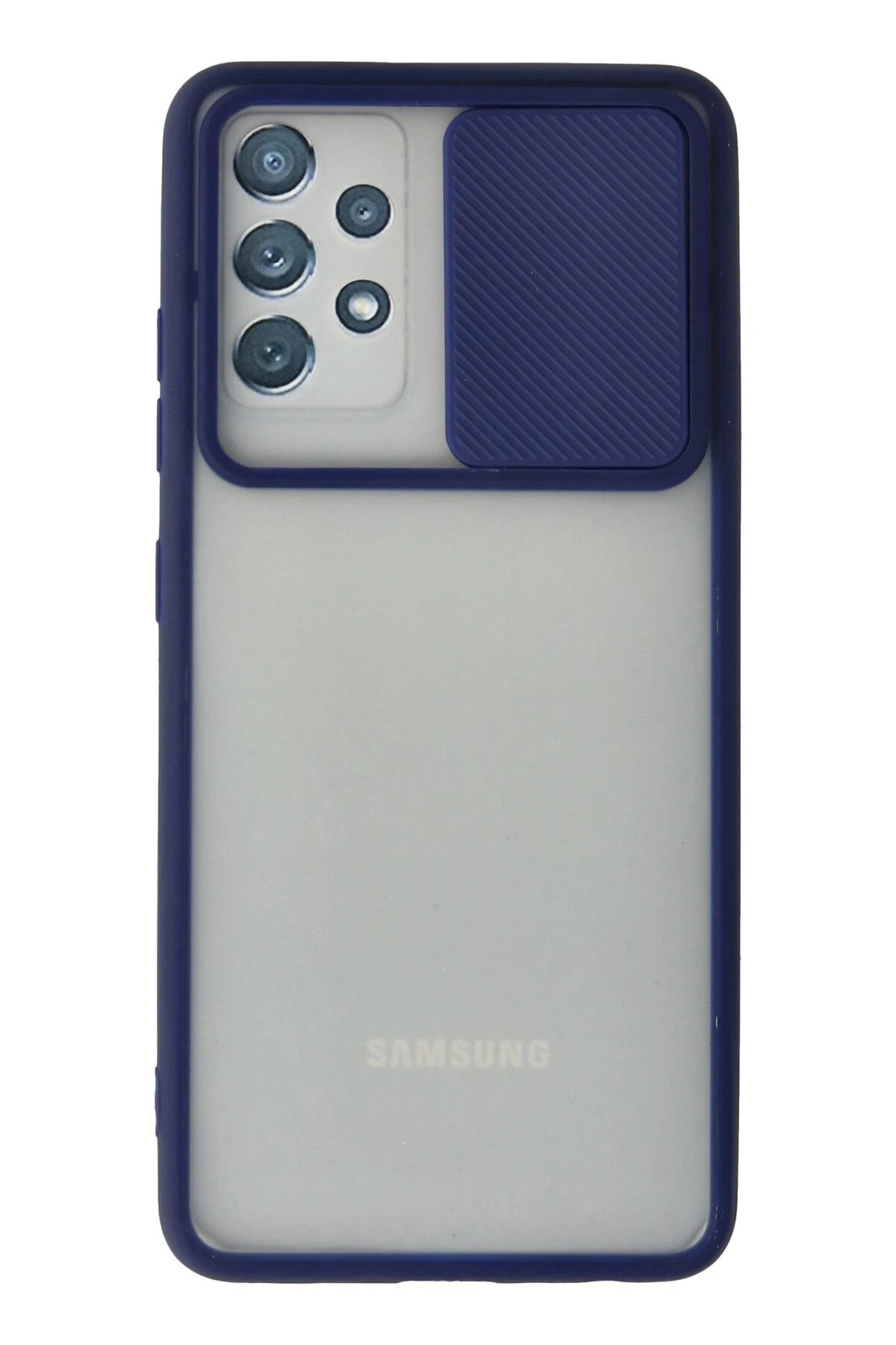 Samsung Galaxy A72 Kılıf Palm Buzlu Kamera Sürgülü Silikon - Lacivert-(5796)