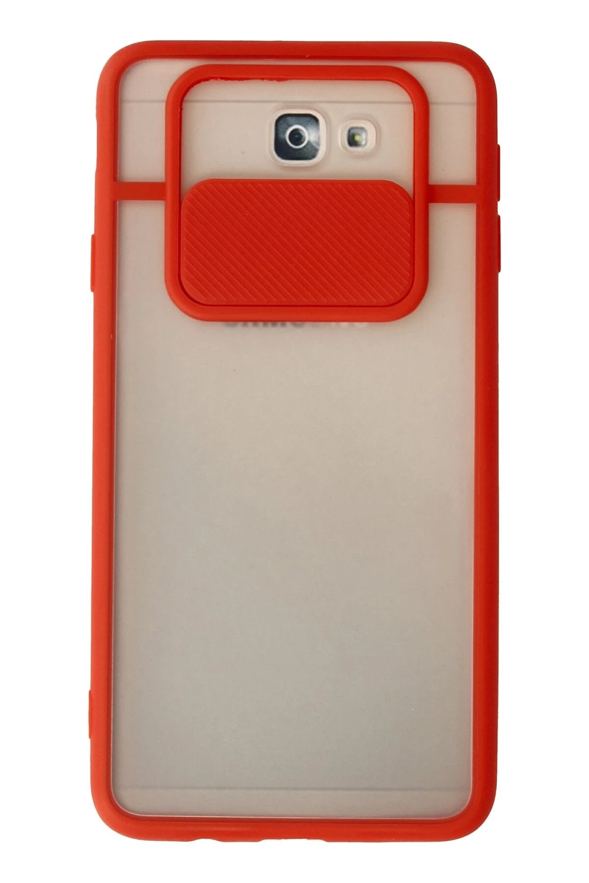 Samsung Galaxy J7 Prime Kılıf Palm Buzlu Kamera Sürgülü Silikon - Kırmızı-(5796)