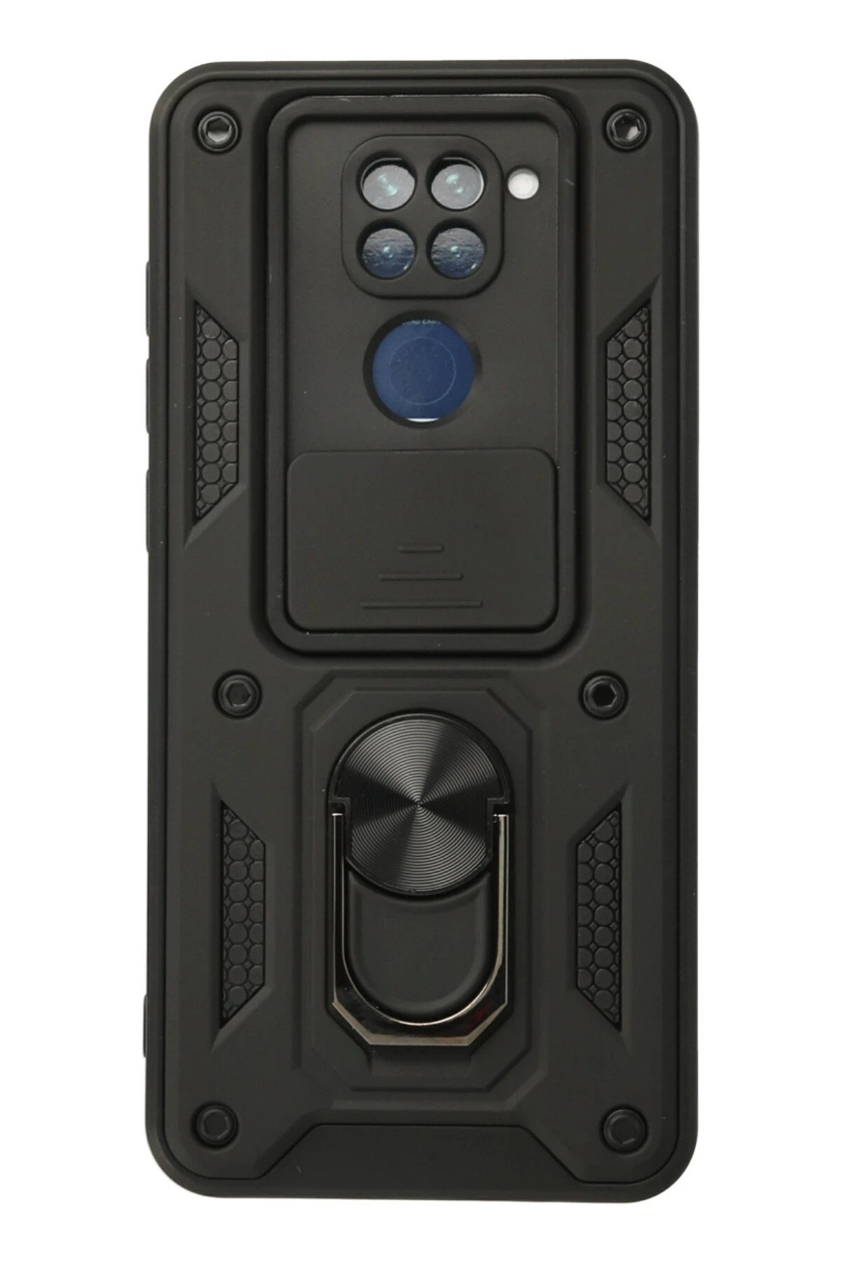 Xiaomi Redmi Note 9 Kılıf Pars Lens Yüzüklü Silikon - Siyah-(5796)
