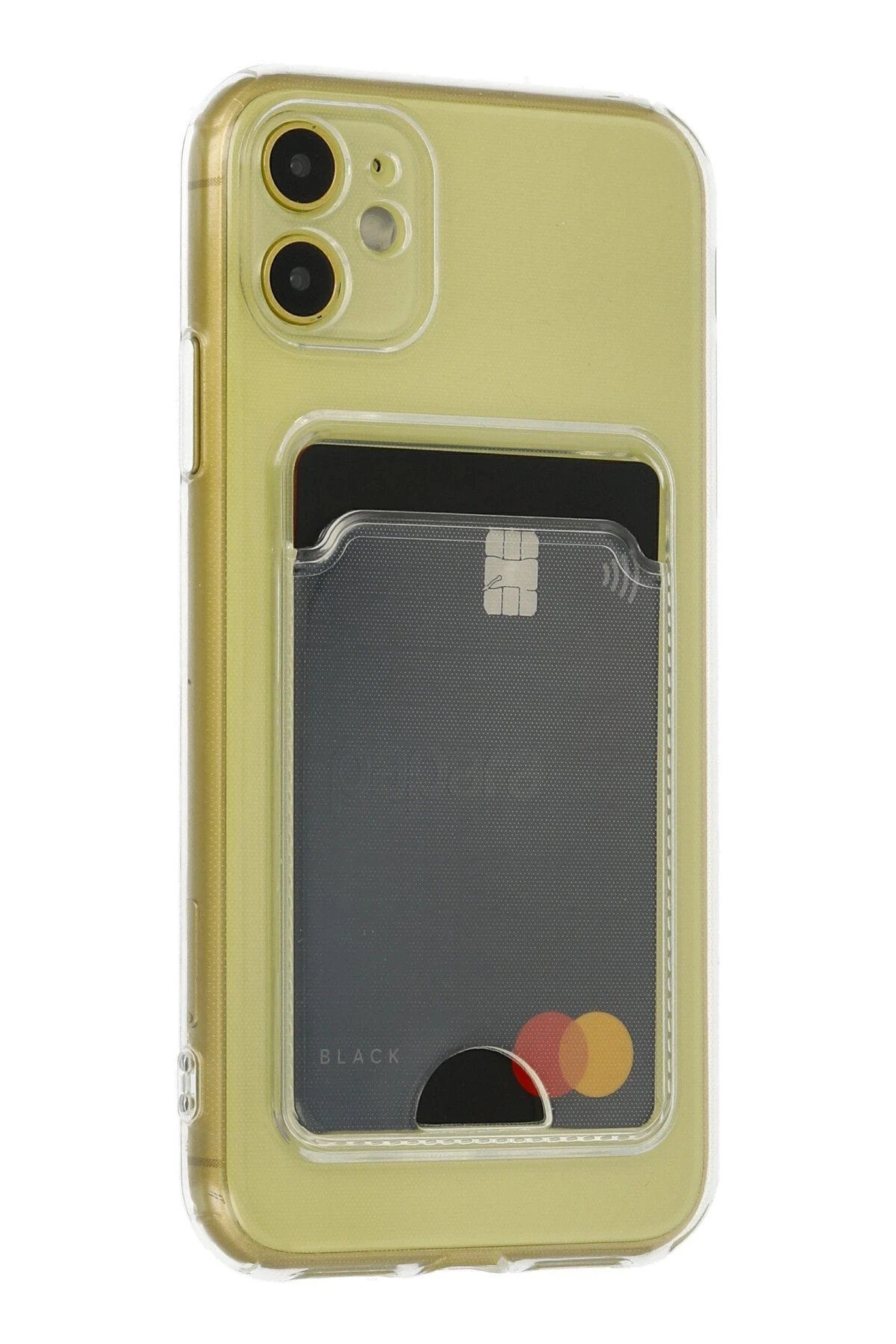 iPhone 11 Kılıf Kart Şeffaf Silikon - Şeffaf-(5796)