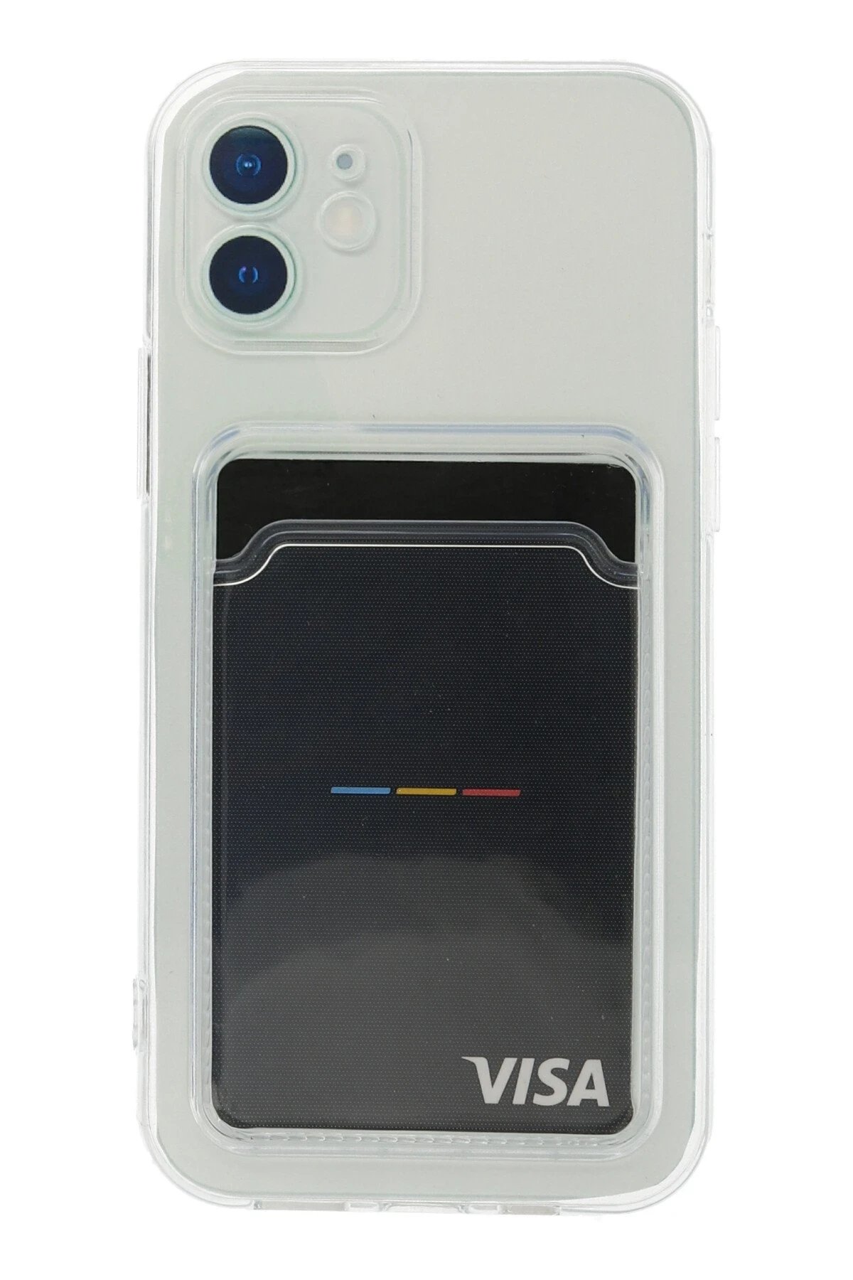 iPhone 12 Kılıf Kart Şeffaf Silikon - Şeffaf-(5796)
