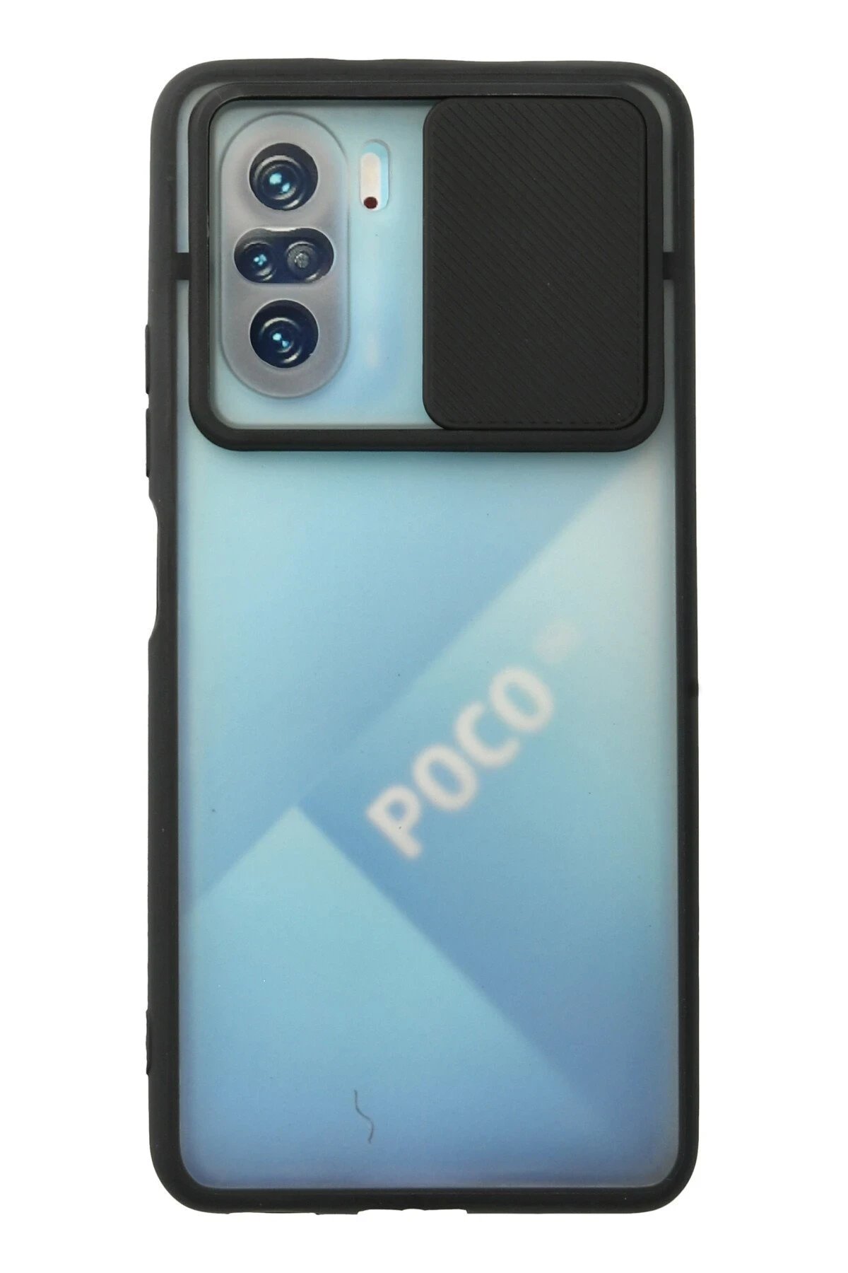 Xiaomi Poco F3 Kılıf Palm Buzlu Kamera Sürgülü Silikon - Siyah-(5796)