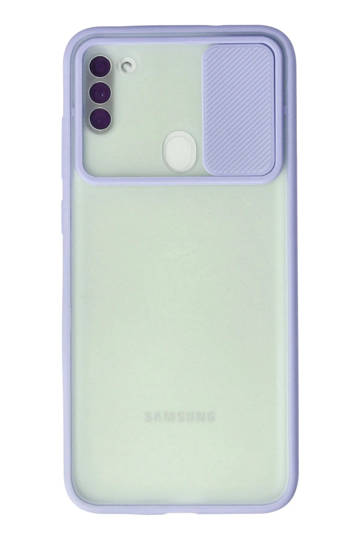 Samsung Galaxy A11 Kılıf Palm Buzlu Kamera Sürgülü Silikon - Lila-(5796)