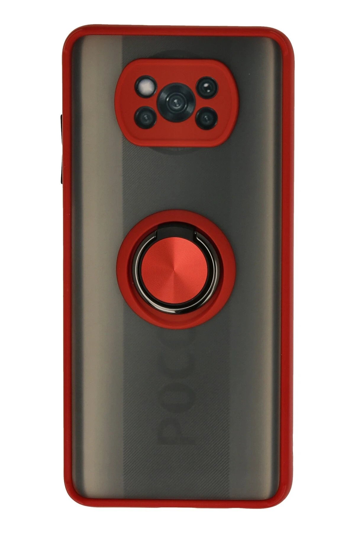 Xiaomi Pocophone X3 Kılıf Montreal Yüzüklü Silikon Kapak - Kırmızı-(5796)