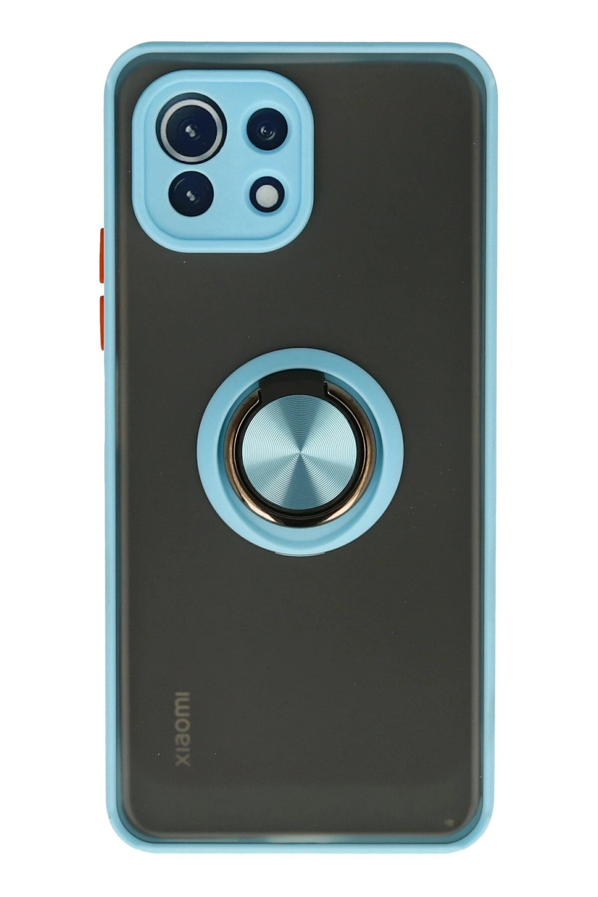 Xiaomi Mİ 11 Lite Kılıf Montreal Yüzüklü Silikon Kapak - Buz Mavi-(5796)