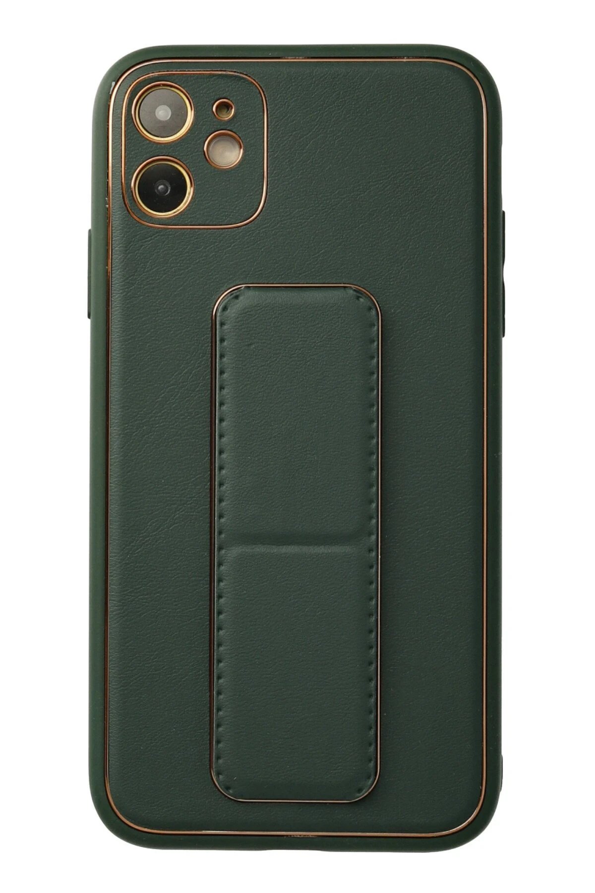 iPhone 12 Kılıf Coco Deri Standlı Kapak - Yeşil-(5796)