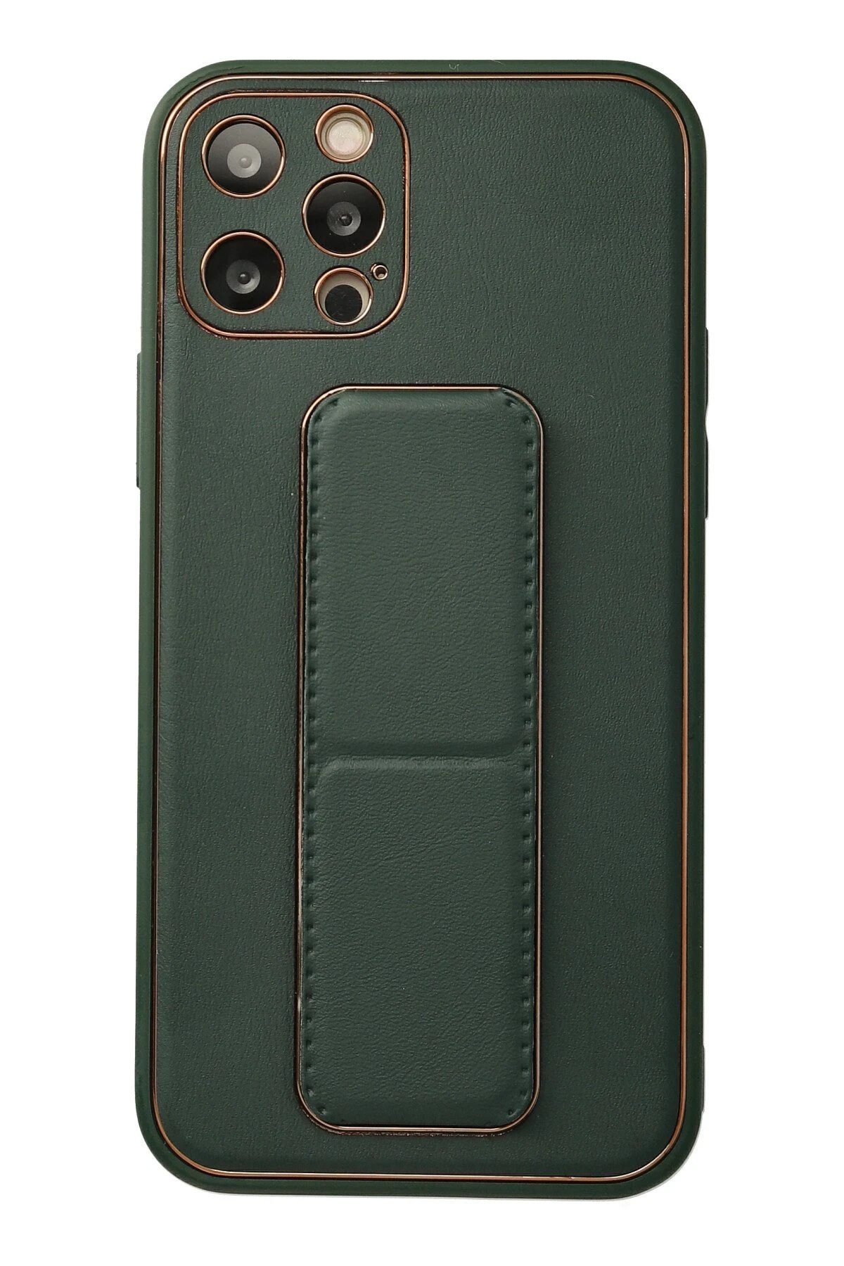 iPhone 12 Pro Kılıf Coco Deri Standlı Kapak - Yeşil-(5796)