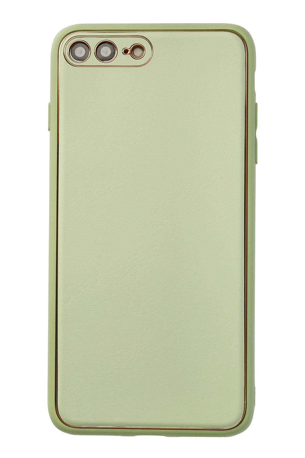 iPhone 7 Plus Kılıf Coco Deri Silikon Kapak - Açık Yeşil-(5796)