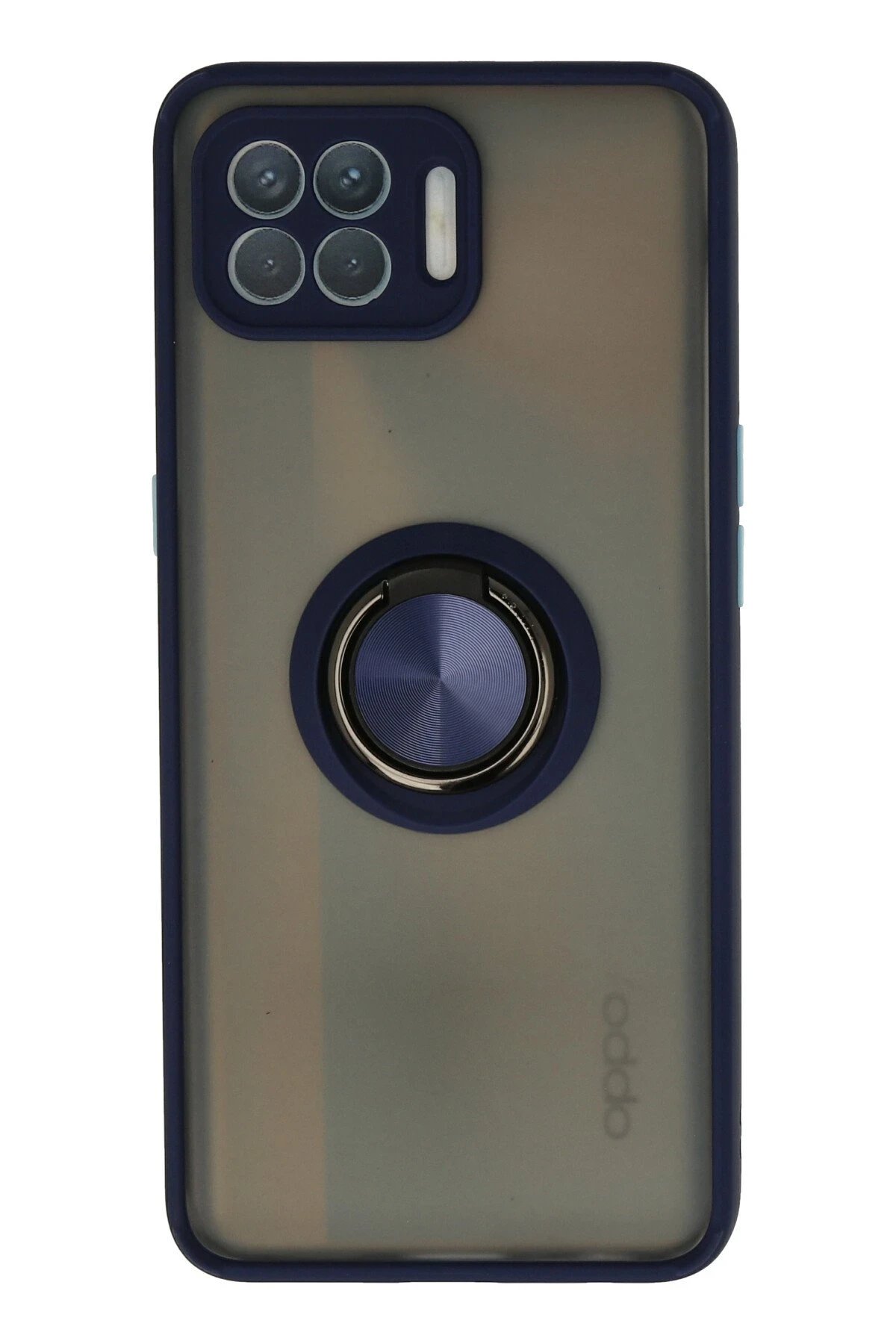 Oppo Reno 4 Lite Kılıf Montreal Yüzüklü Silikon Kapak - Lacivert-(5796)