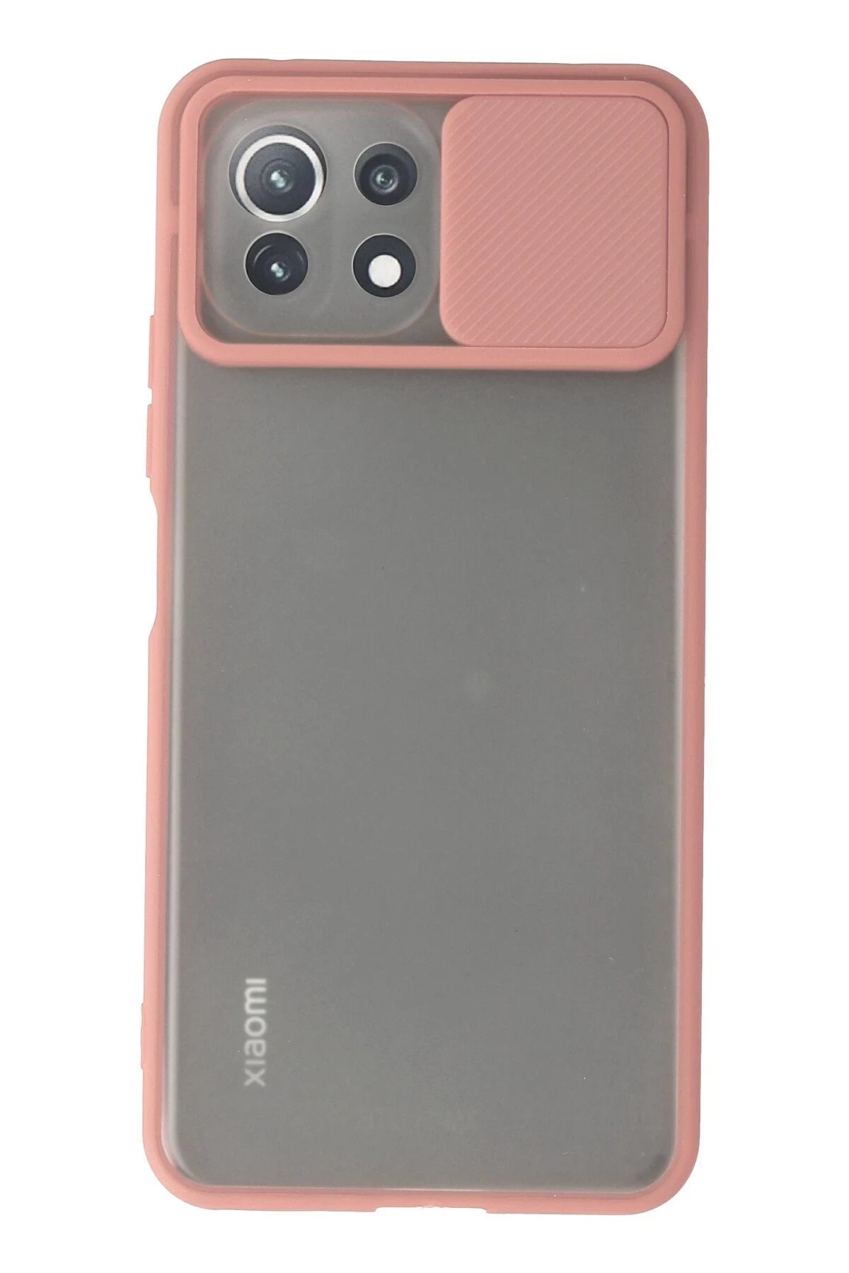 Xiaomi Mİ 11 Lite Kılıf Palm Buzlu Kamera Sürgülü Silikon - Pembe-(5796)