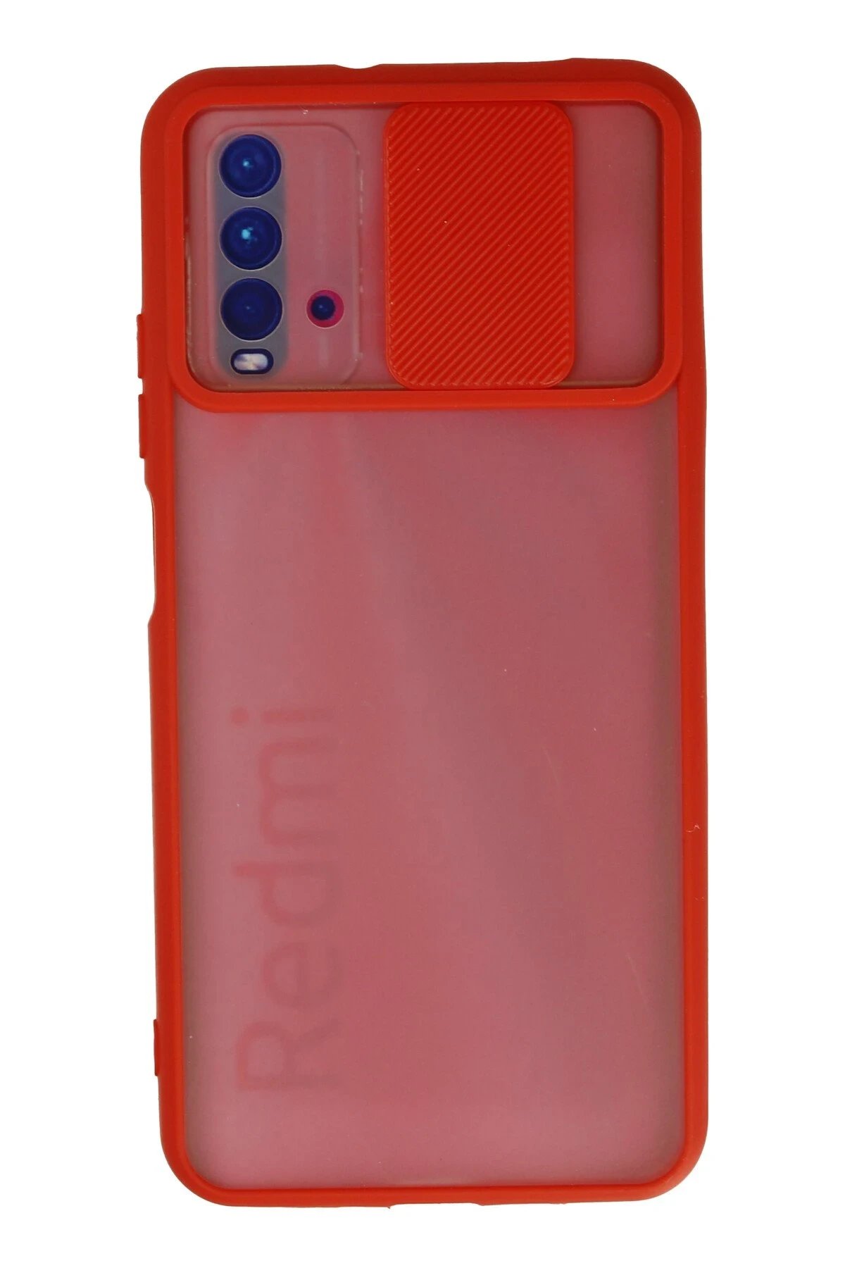 Xiaomi Redmi 9T Kılıf Palm Buzlu Kamera Sürgülü Silikon - Kırmızı-(5796)