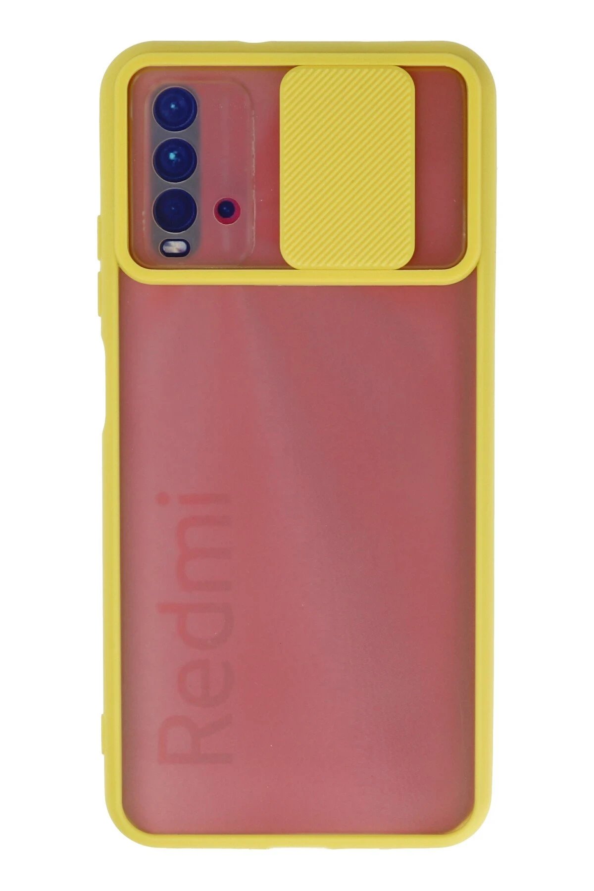 Xiaomi Redmi 9T Kılıf Palm Buzlu Kamera Sürgülü Silikon - Sarı-(5796)
