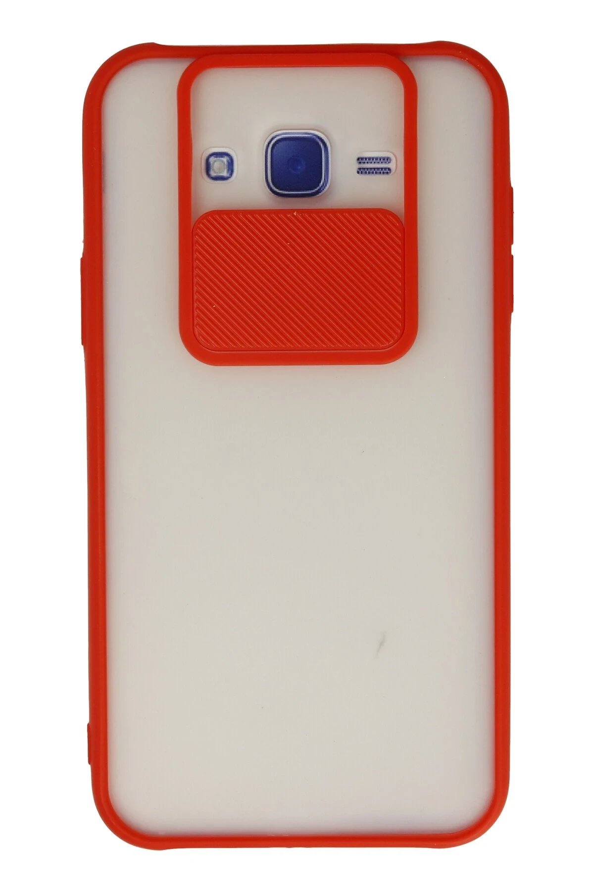 Samsung Galaxy J7 Kılıf Palm Buzlu Kamera Sürgülü Silikon - Kırmızı-(5796)