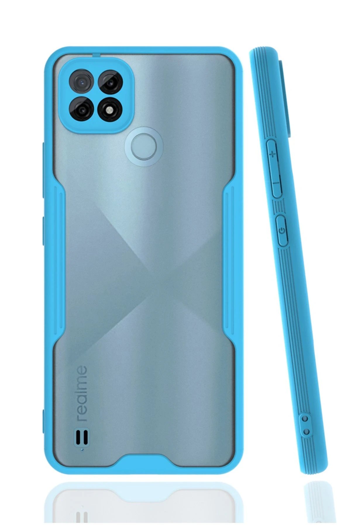 Realme C21 Kılıf Platin Silikon - Mavi-(5796)