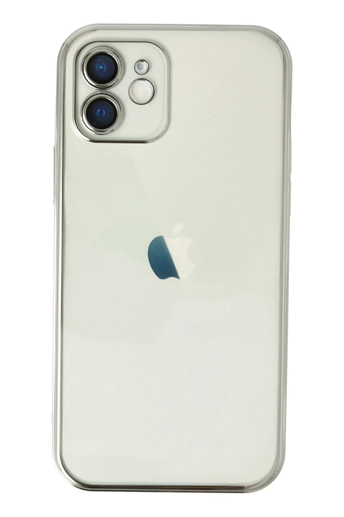 iPhone 11 Kılıf Lensli Silikon - Gümüş-(5796)