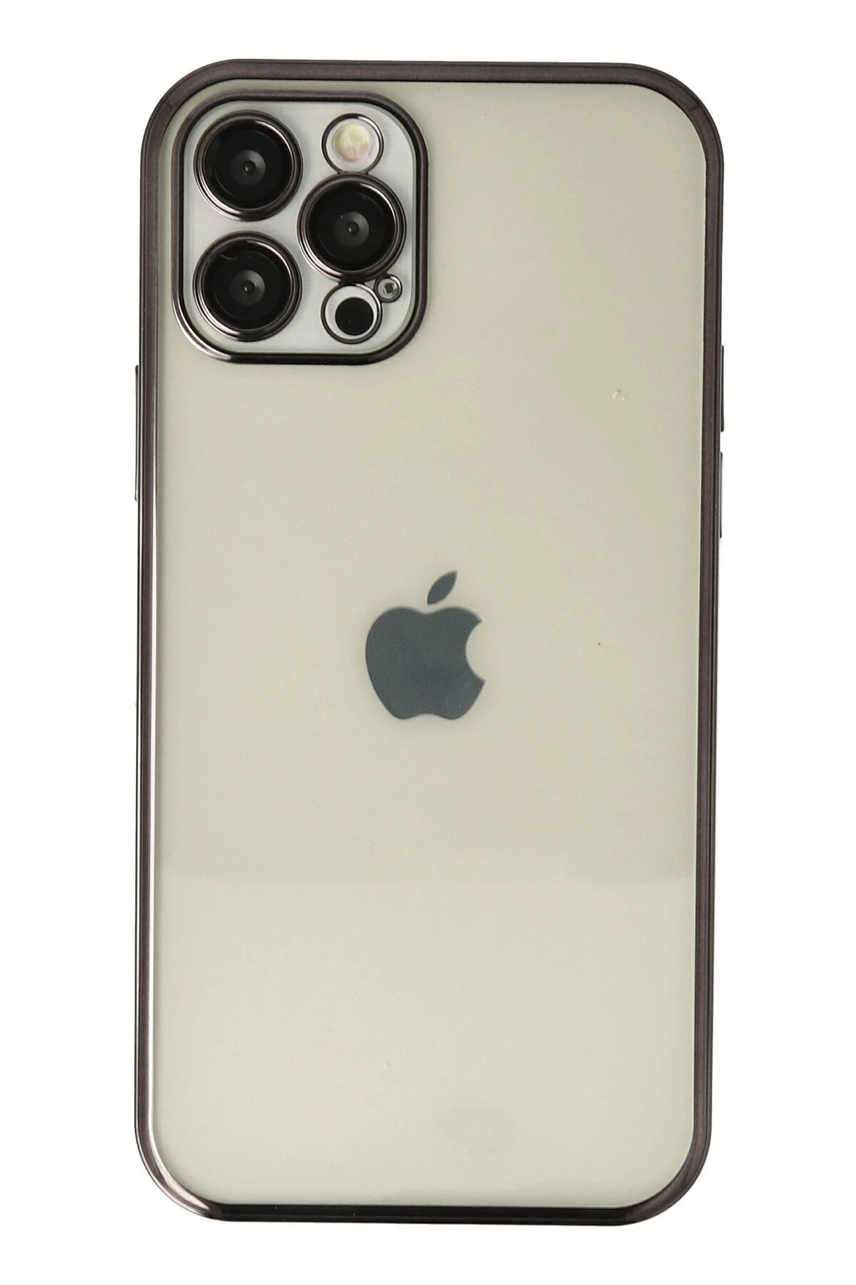 iPhone 12 Pro Kılıf Lensli Silikon - Siyah-(5796)