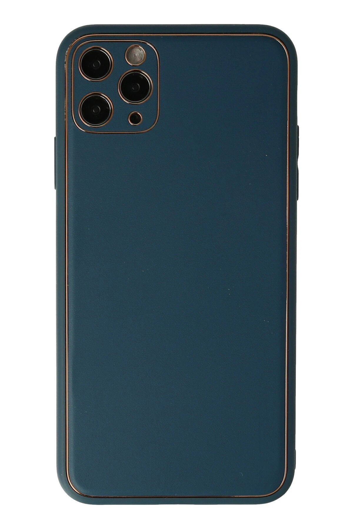 iPhone 11 Pro Kılıf Coco Deri Silikon Kapak - Mavi-(5796)