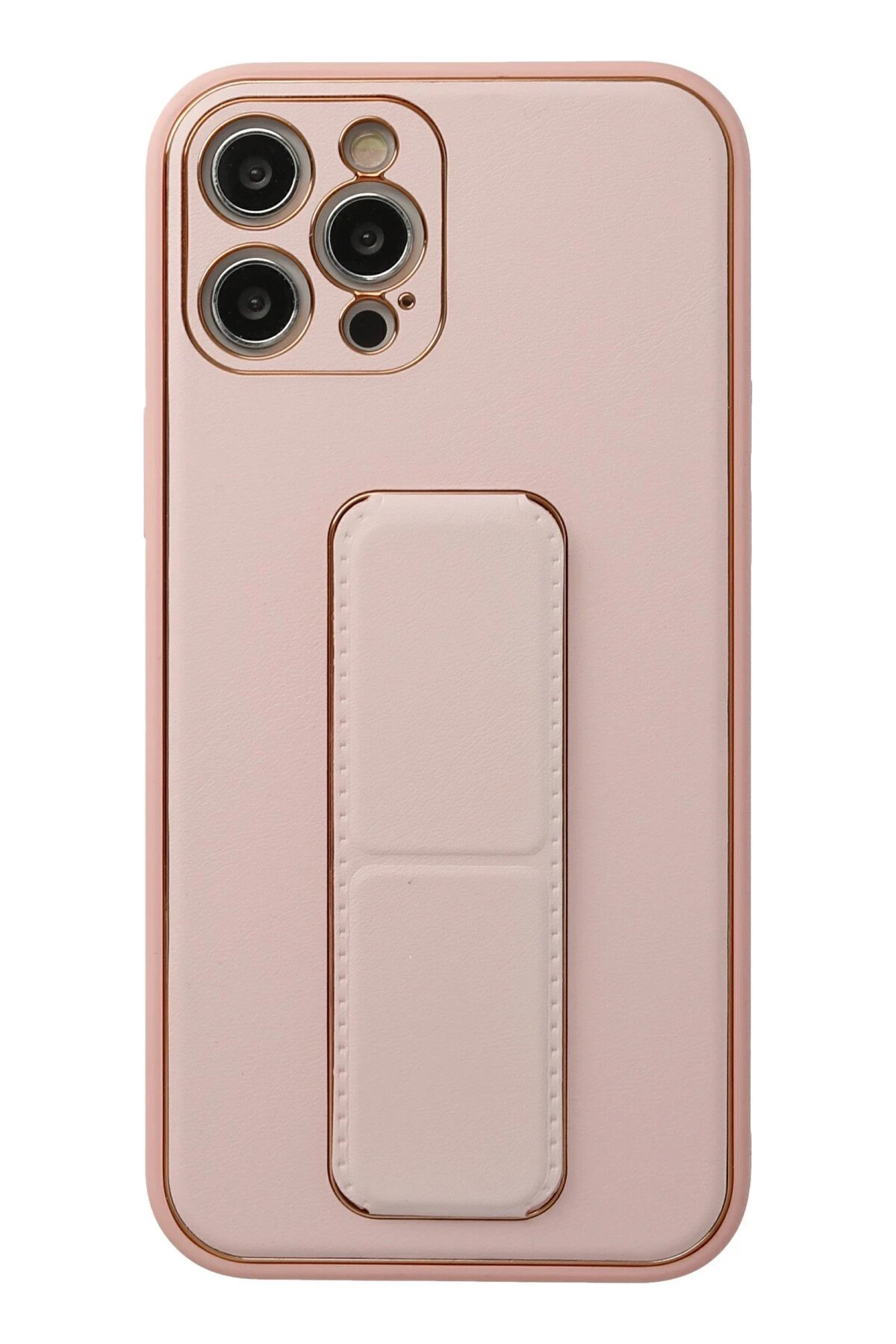 iPhone 12 Pro Kılıf Coco Deri Standlı Kapak - Pembe-(5796)