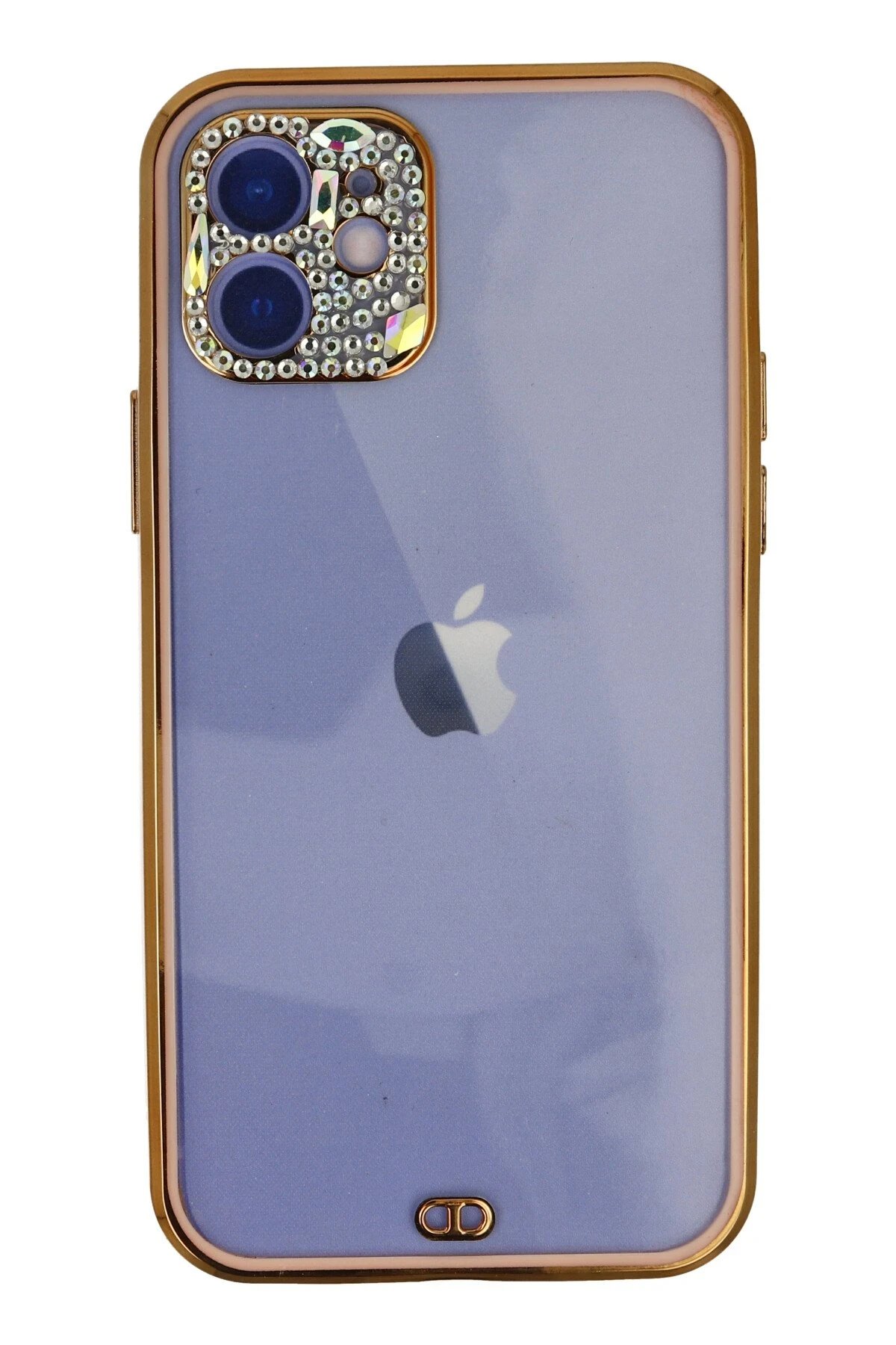 iPhone 12 Kılıf Liva Taşlı Silikon - Pembe-(5796)