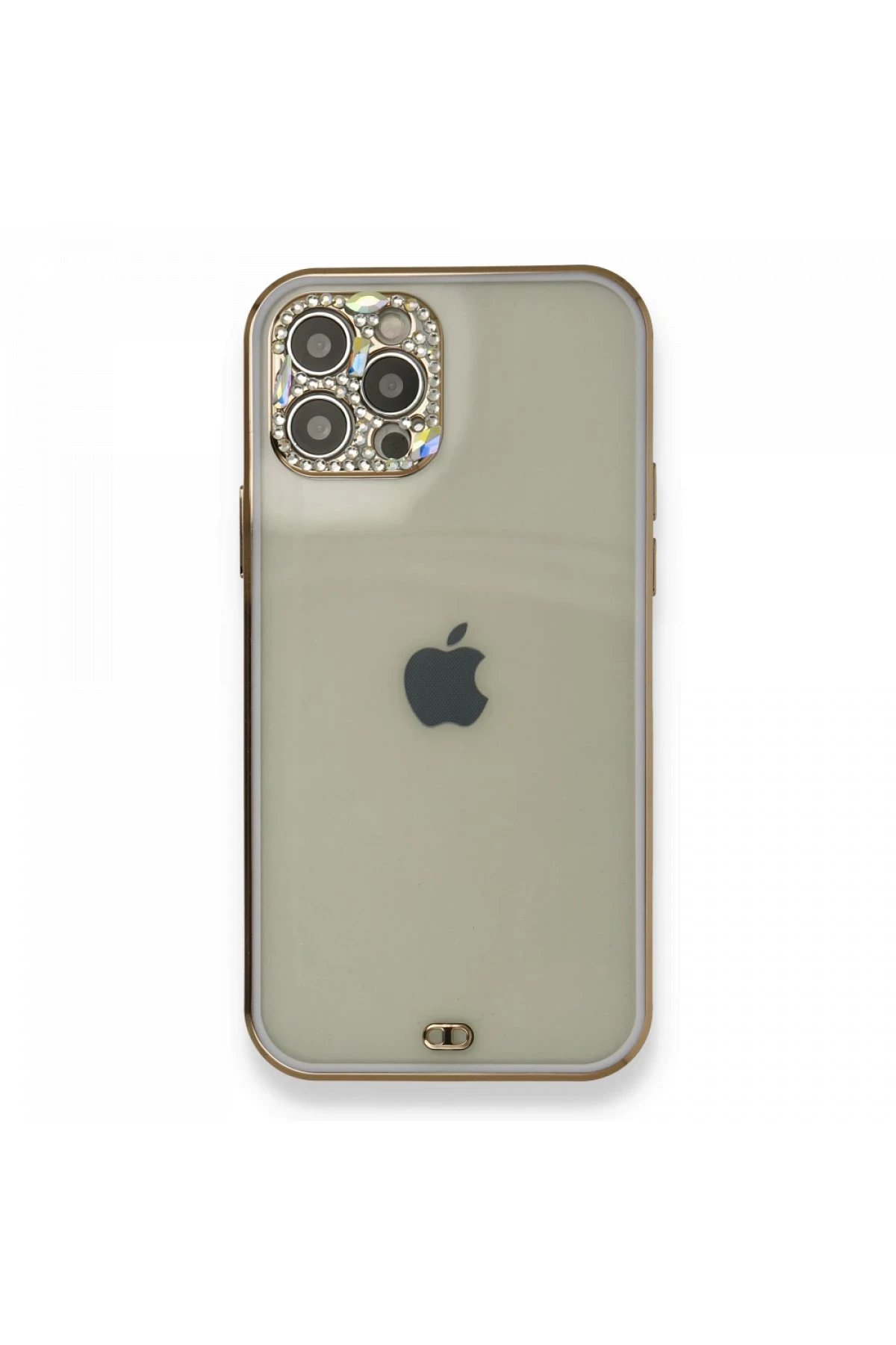 iPhone 12 Pro Kılıf Liva Taşlı Silikon - Mor-(5796)