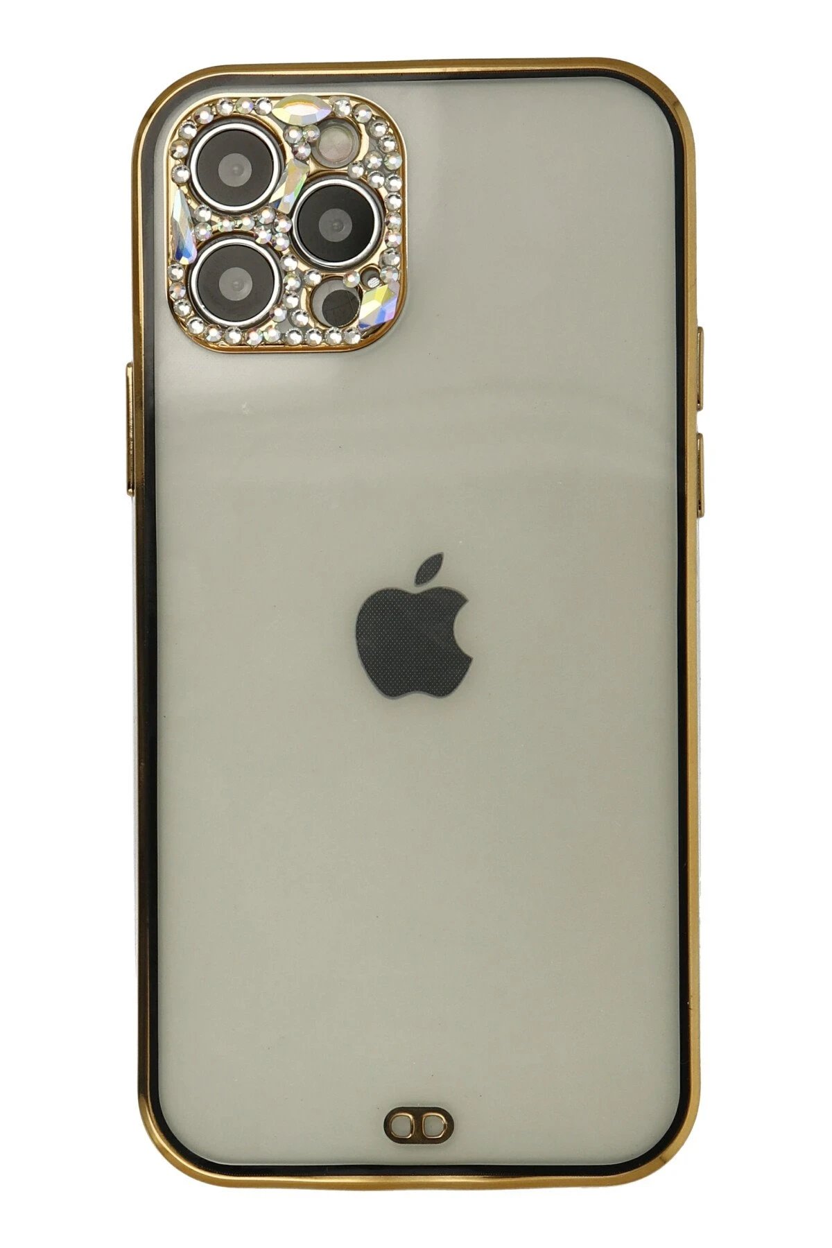 iPhone 12 Pro Max Kılıf Liva Taşlı Silikon - Siyah-(5796)