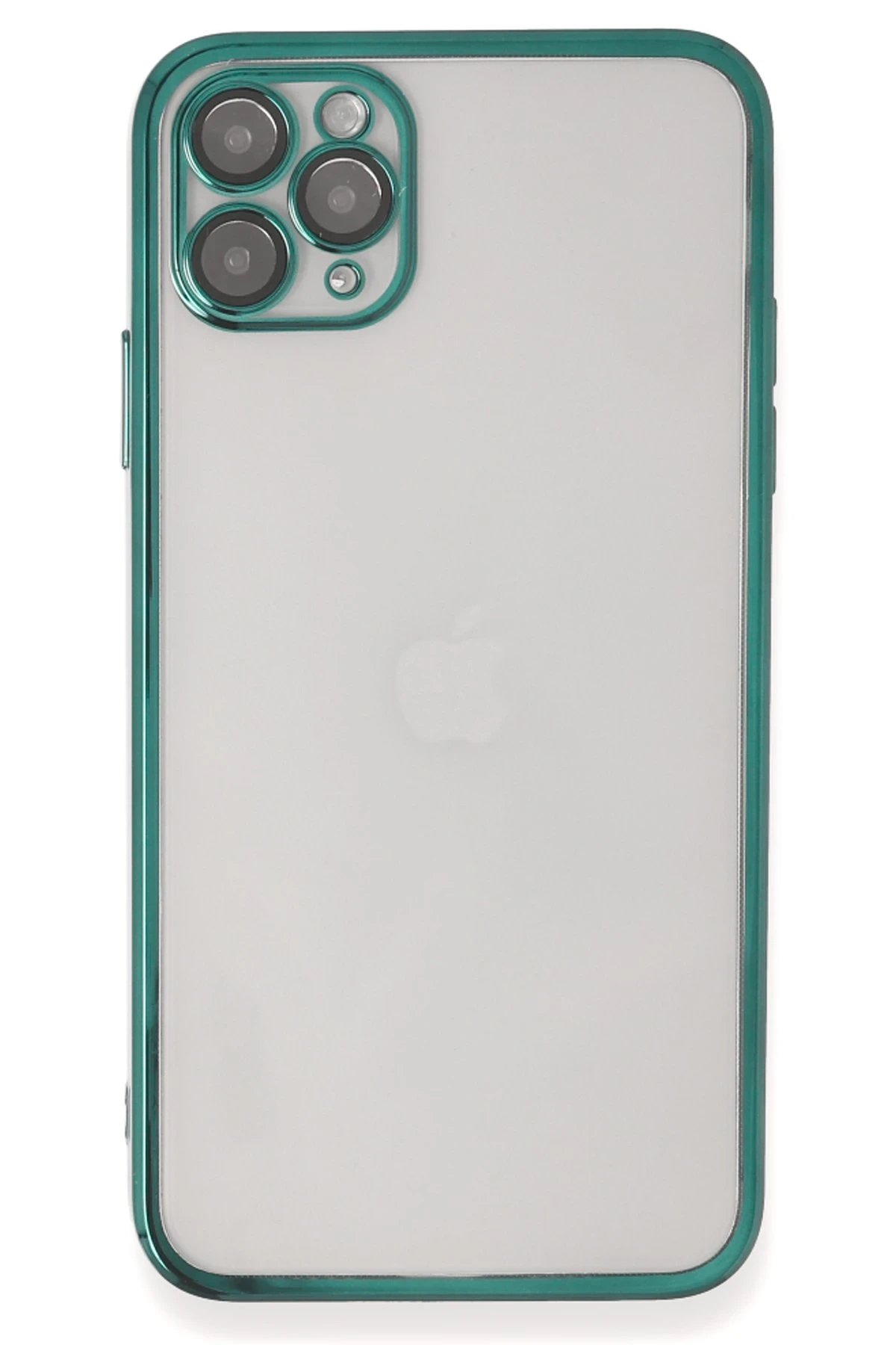 iPhone 11 Pro Max Kılıf Lensli Silikon - Yeşil-(5796)