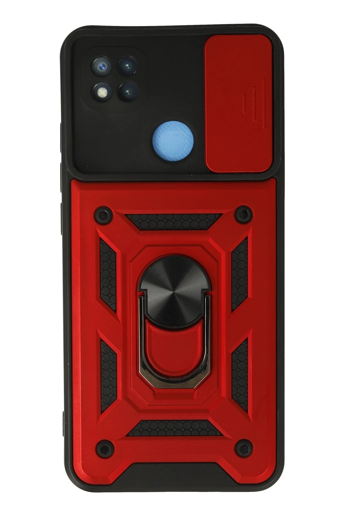 Xiaomi Redmi 9C Kılıf Pars Lens Yüzüklü Silikon - Kırmızı-(5796)