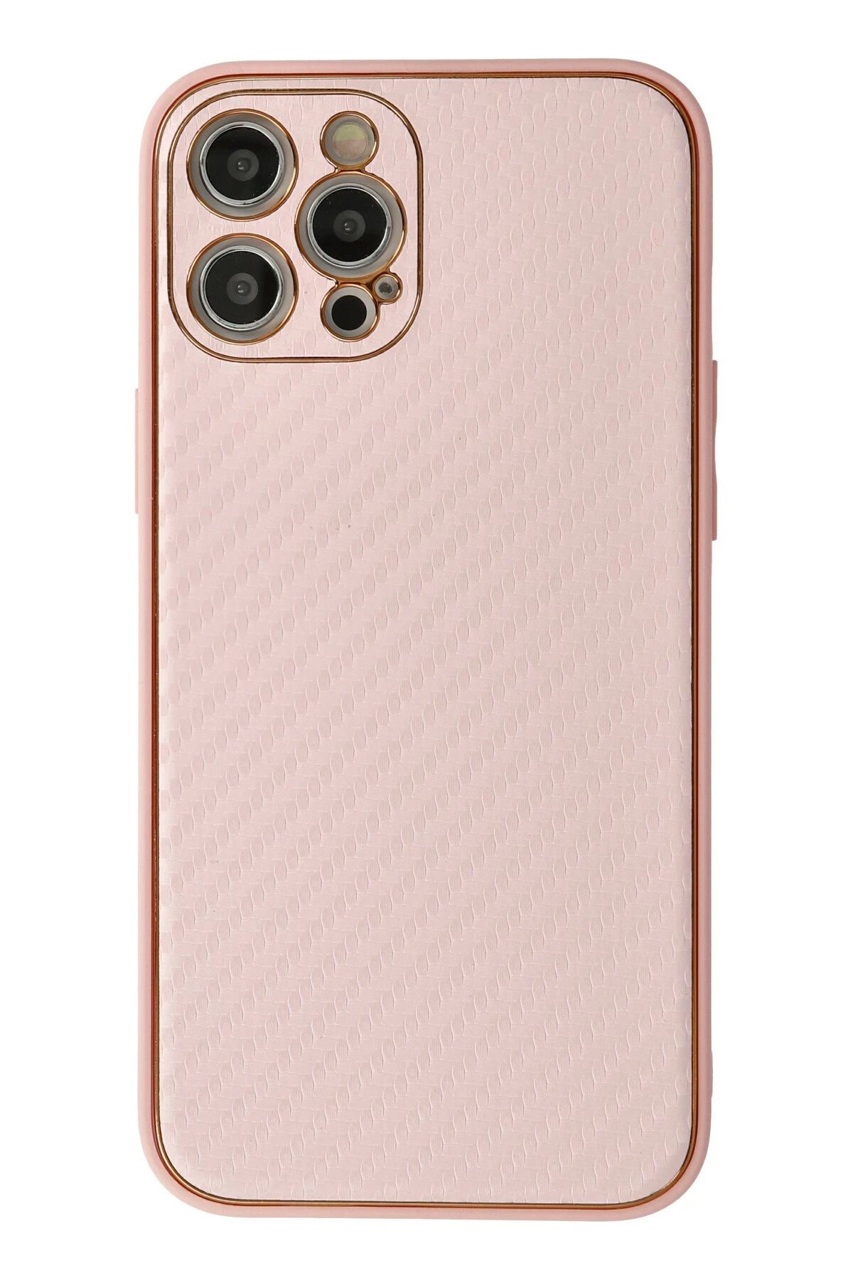 iPhone 12 Pro Kılıf Coco Karbon Silikon - Pembe-(5796)