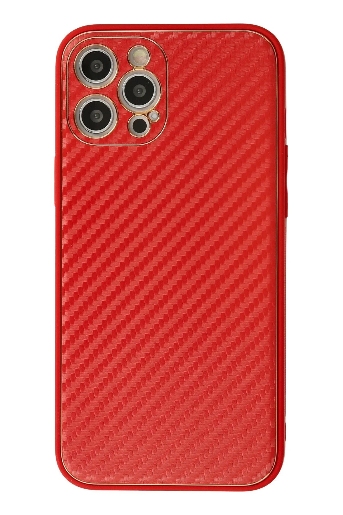 iPhone 12 Pro Max Kılıf Coco Karbon Silikon - Kırmızı-(5796)