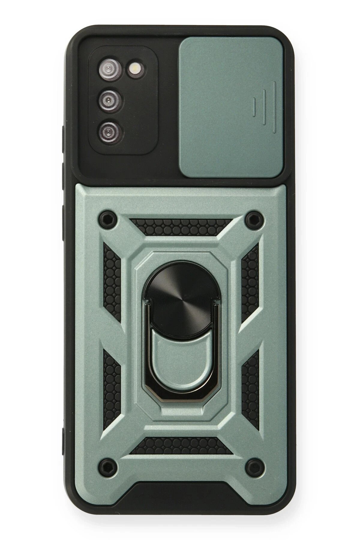 Samsung Galaxy A03S Kılıf Pars Lens Yüzüklü Silikon - Yeşil-(5796)