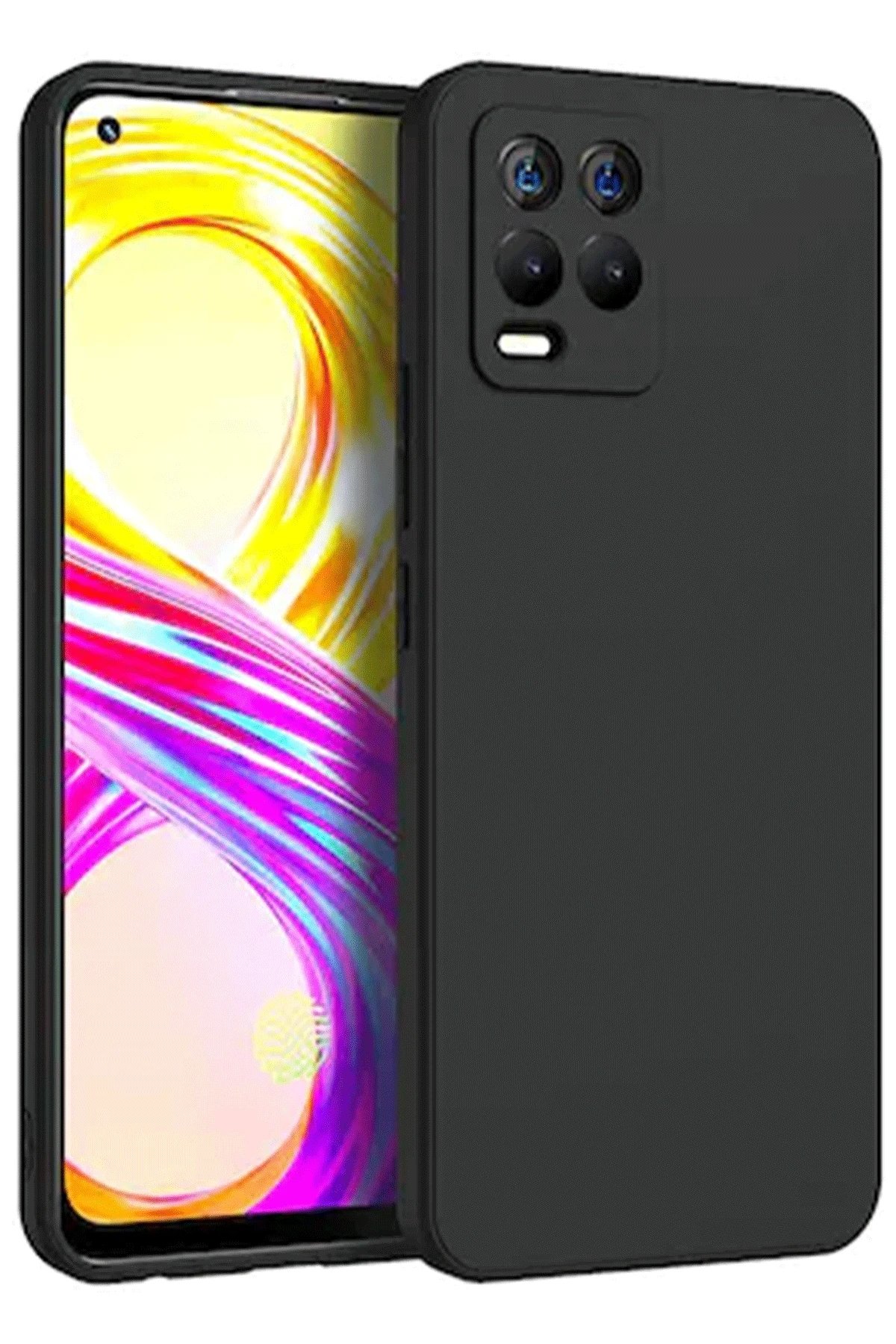 Realme 8 Kılıf First Silikon - Siyah-(5796)