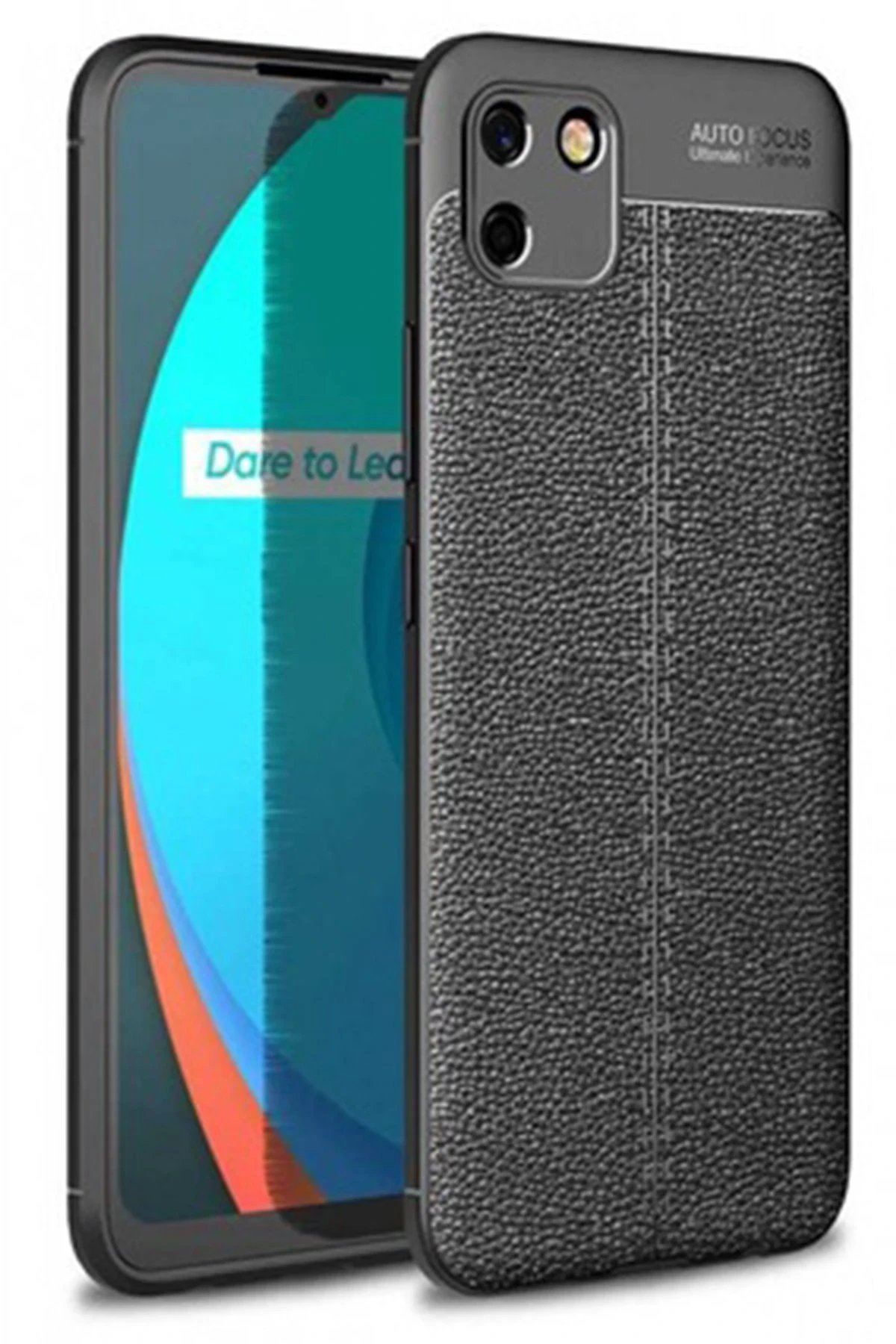 Realme C11 Kılıf Auto Focus Kapak - Siyah-(5796)