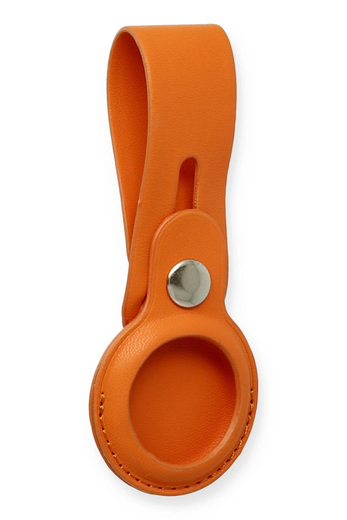 Airtag Askılı Deri Kılıf - Turuncu-(5796)
