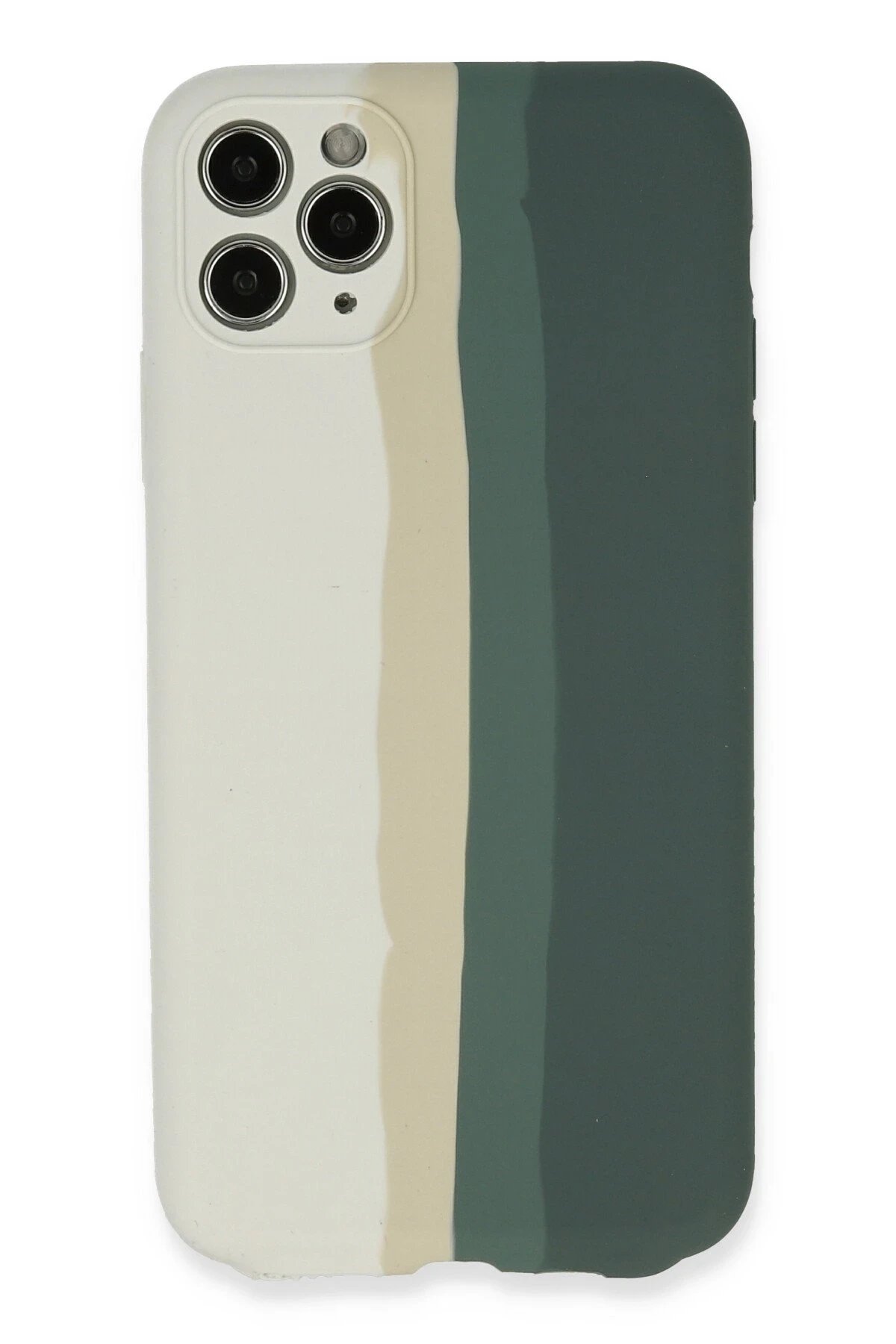 iPhone 11 Pro Kılıf Ebruli Lansman Silikon - Beyaz-Gri-(5796)