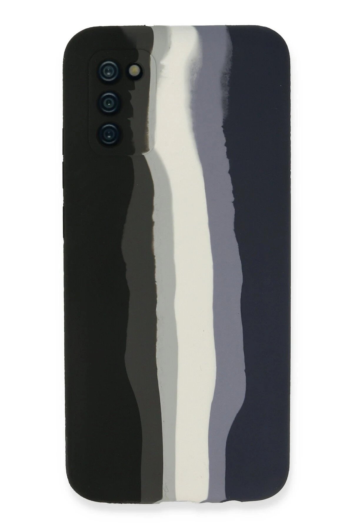 Samsung Galaxy A03S Kılıf Ebruli Lansman Silikon - Siyah-Lacivert-(5796)