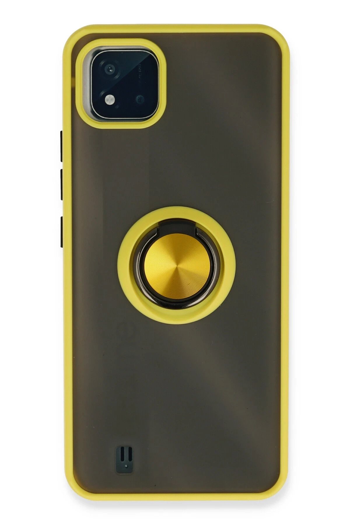 Realme C11 2021 Kılıf Montreal Yüzüklü Silikon Kapak - Sarı-(5796)